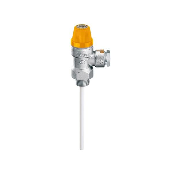 Válvula de Segurança Combinada Caleffi 309 com Válvula de Temperatura e Pressão - 1/2” M x Ø 15 - 10 bar (309401)