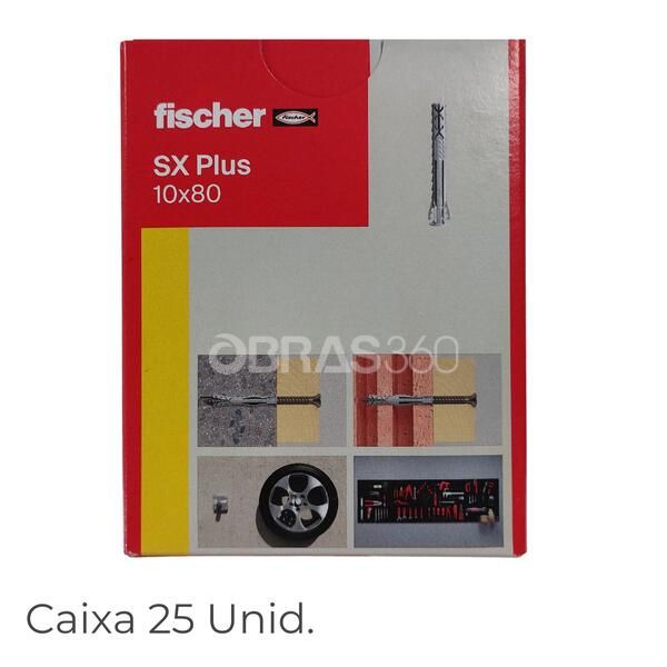 Bucha de Expansão Nylon Fischer SX Plus Ø10x80MM 568110 (Caixa 25 Unid.)
