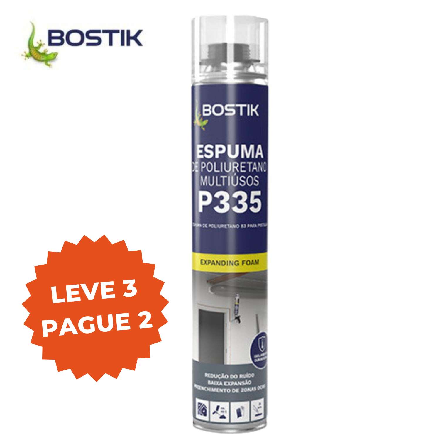 Espuma Expansiva Fixação Enchimento Montagem Aros Portas Janelas Bostik P335 B3 700ML Pistolável