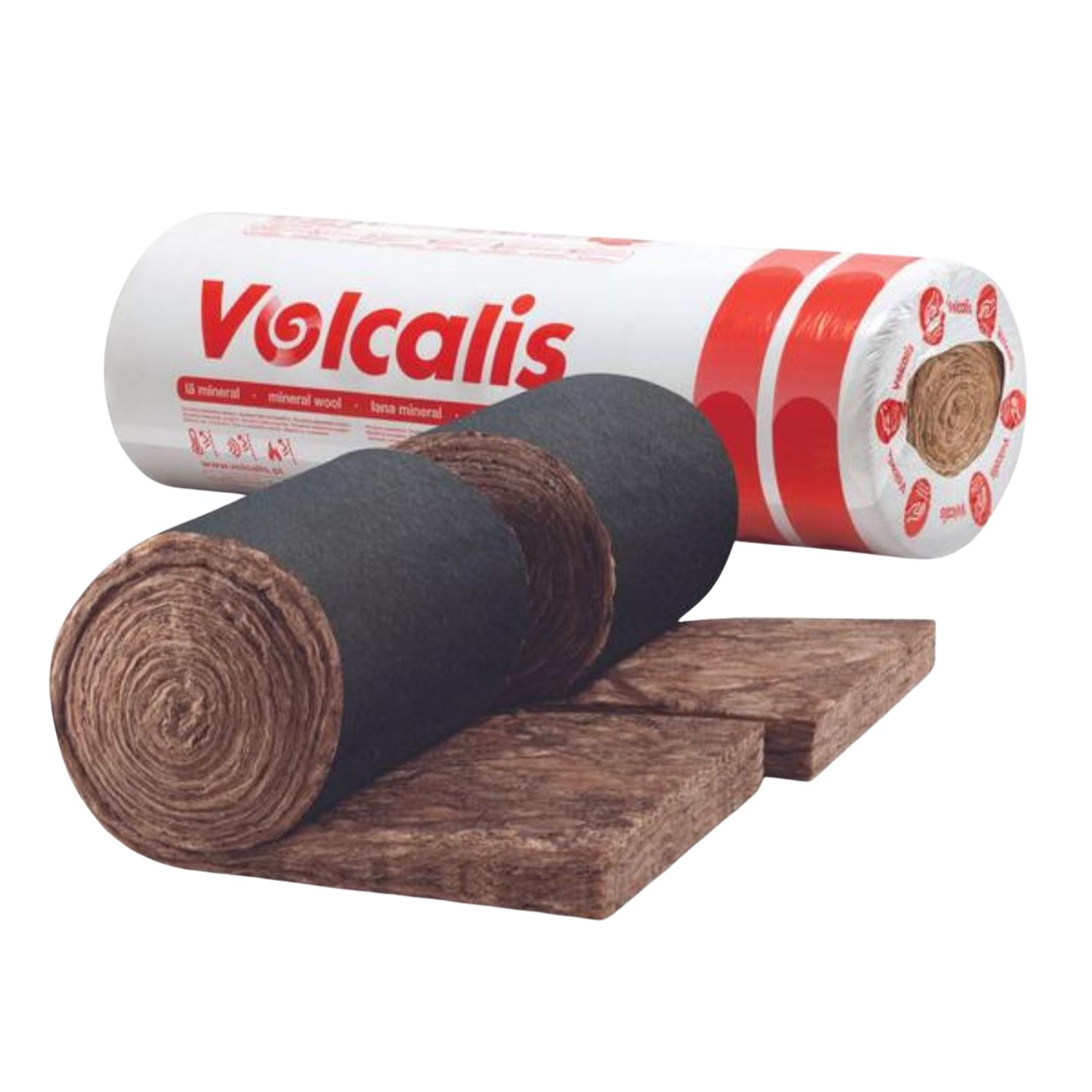 Lã Mineral Rolo Revestido com Véu Negro Volcalis ALPHA Fachadas Ventiladas