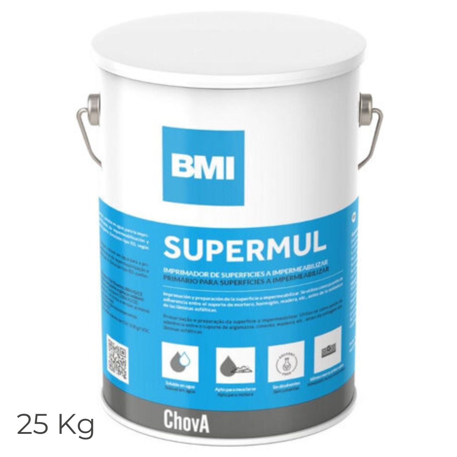 Emulsão Betuminosa SUPERMUL Impermeabilização Primário Muros Suporte Fundações Pintura Humidade 25KG