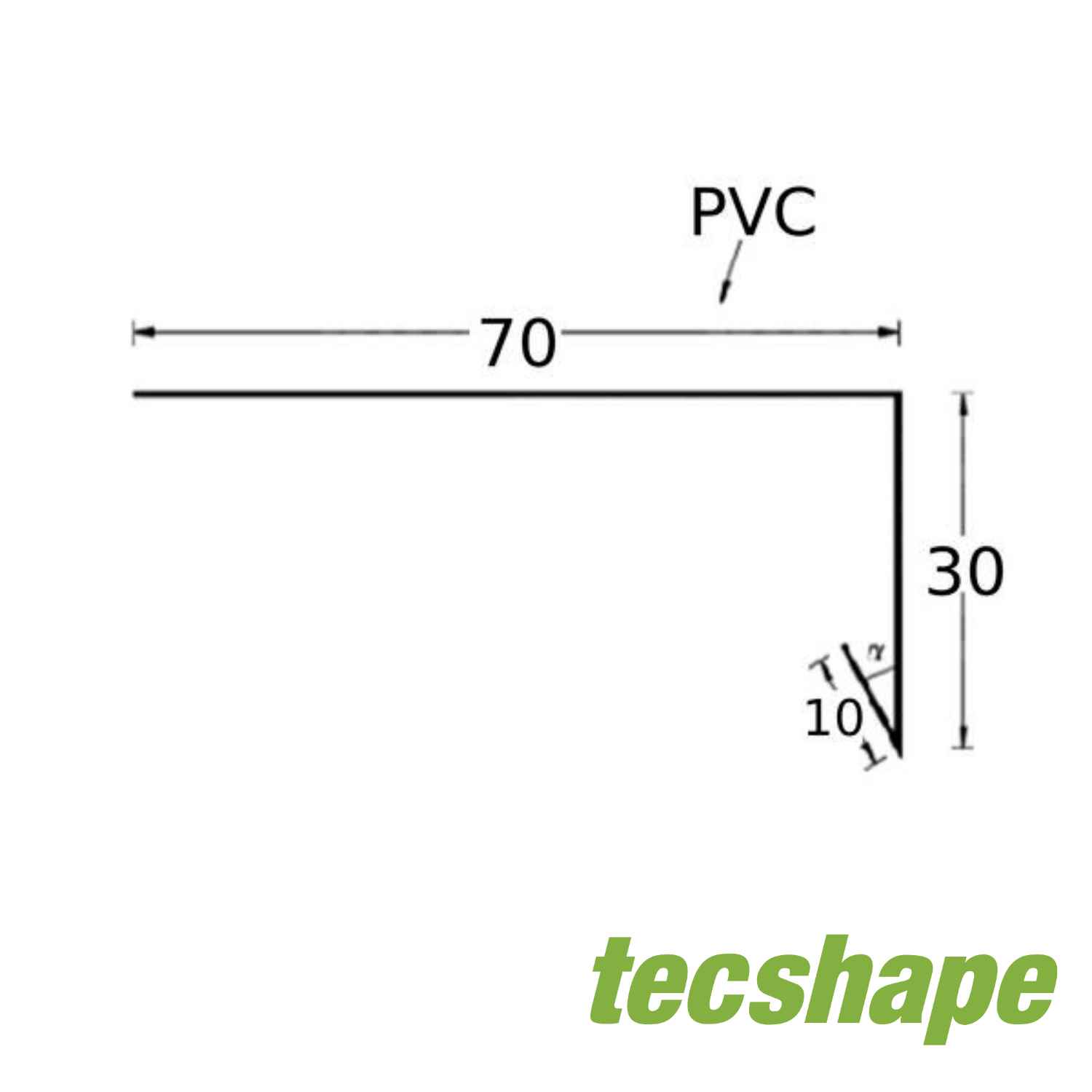 ECOperfil Pingadeira Chapa Colaminada PVC 70X30X10 Remate Telas Impermeabilização