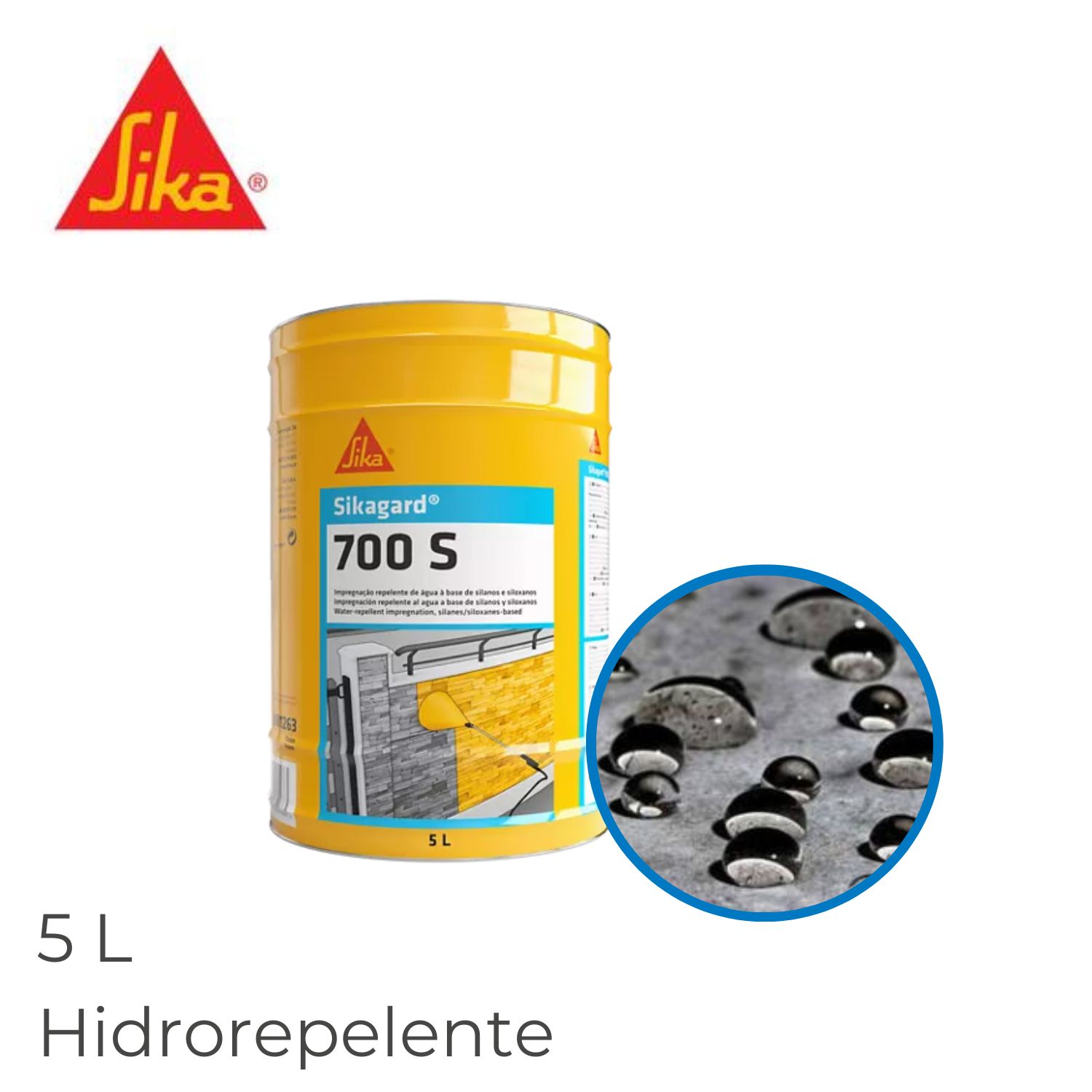Repelente Água Incolor Sikagard-700 S Impermeabilização Muros e Telhados 5L