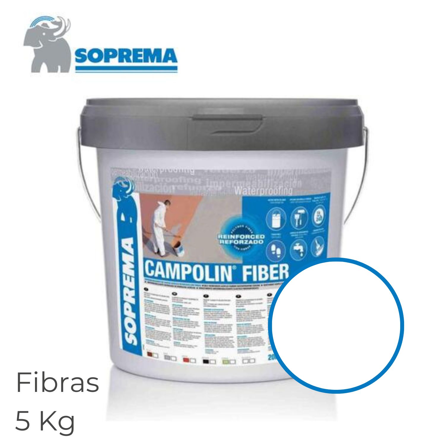 Campolin Fiber Reflexão Solar Impermeabilização Varandas Terraços Coberturas 5Kg - Branco - 5 Kg