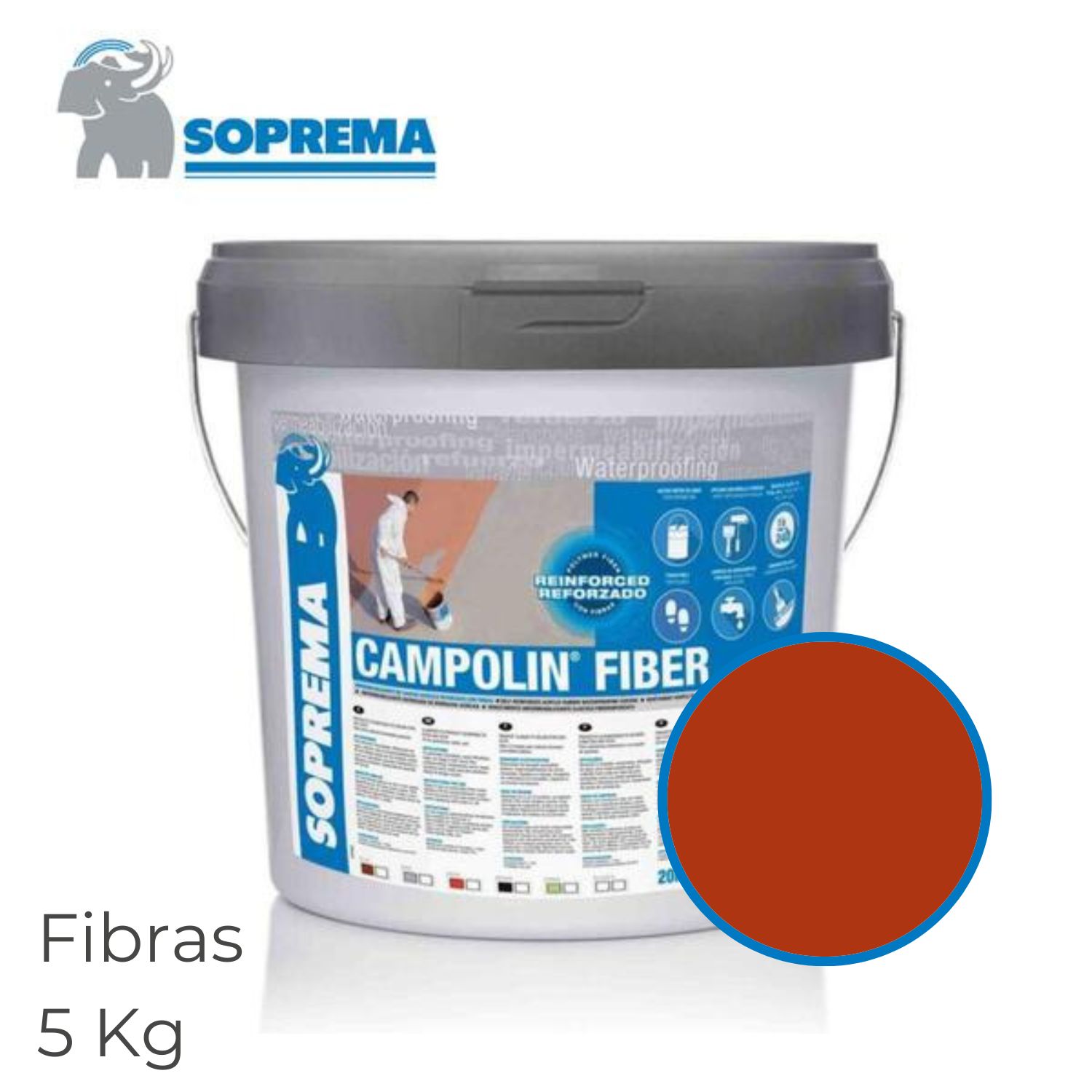 Campolin Fiber Impermeabilização Varandas Terraços Coberturas 5Kg - Telha - 5 Kg