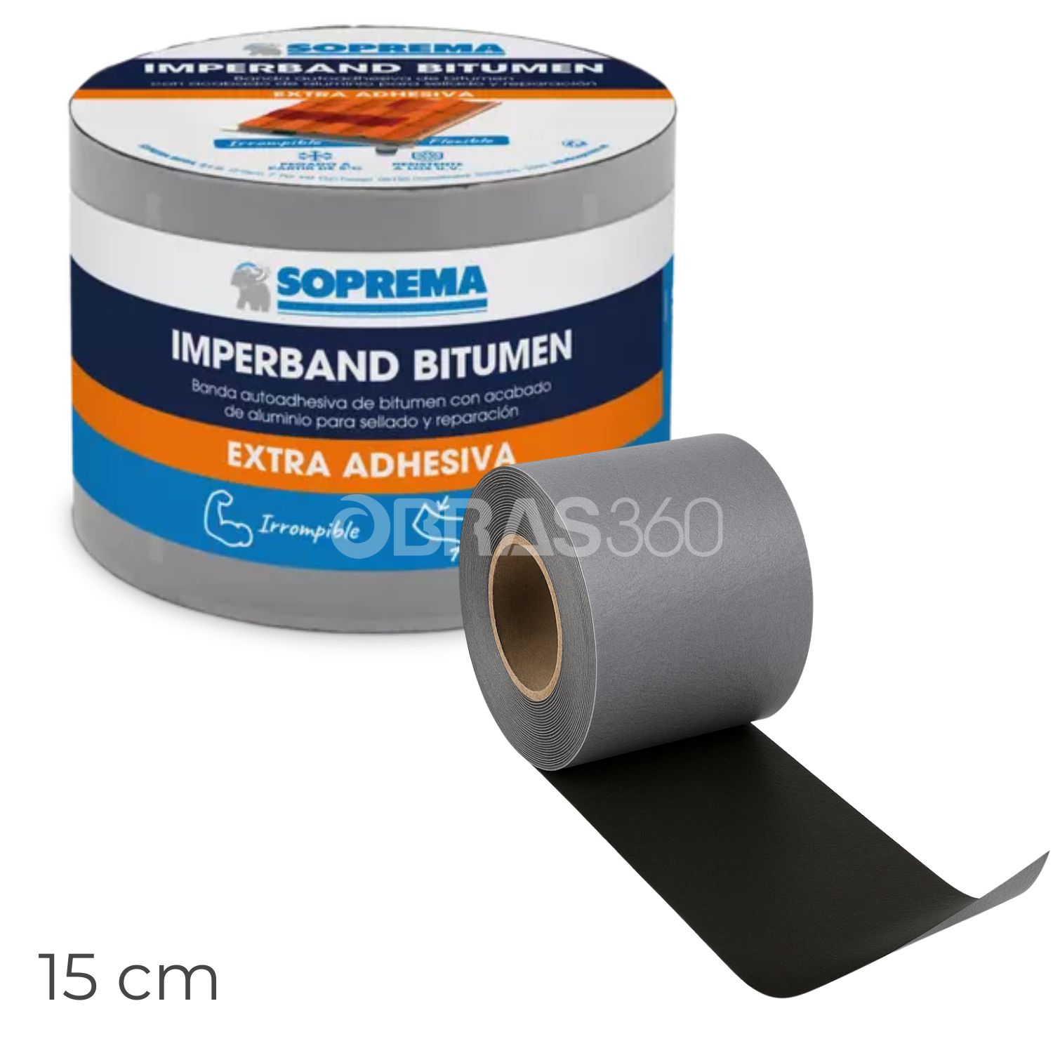 Fita Auto-Adesiva Soprema Imperband Bitumen Cinza 15CM Impermeabilizante Asfáltica