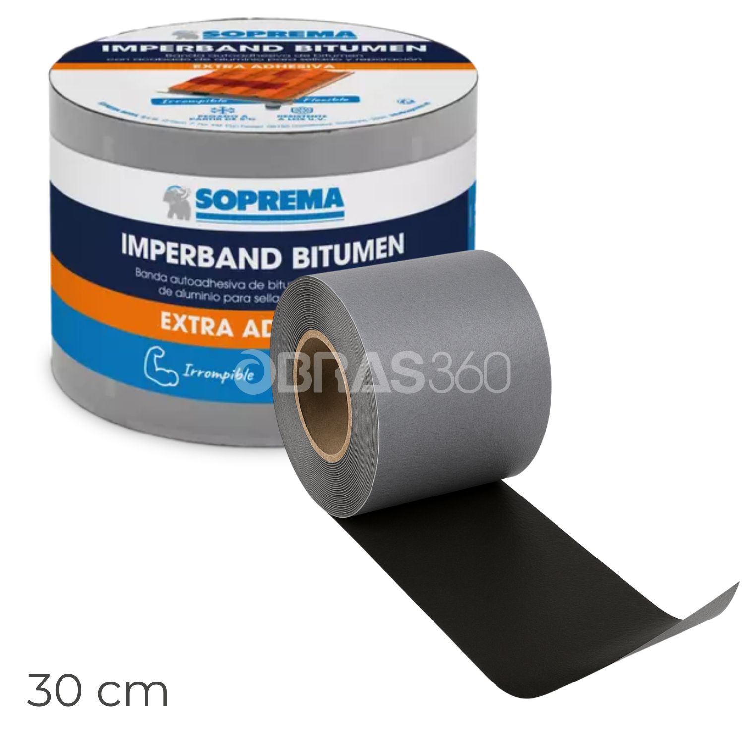 Fita Auto-Adesiva Soprema Imperband Bitumen Cinza 30CM Impermeabilizante Asfáltica