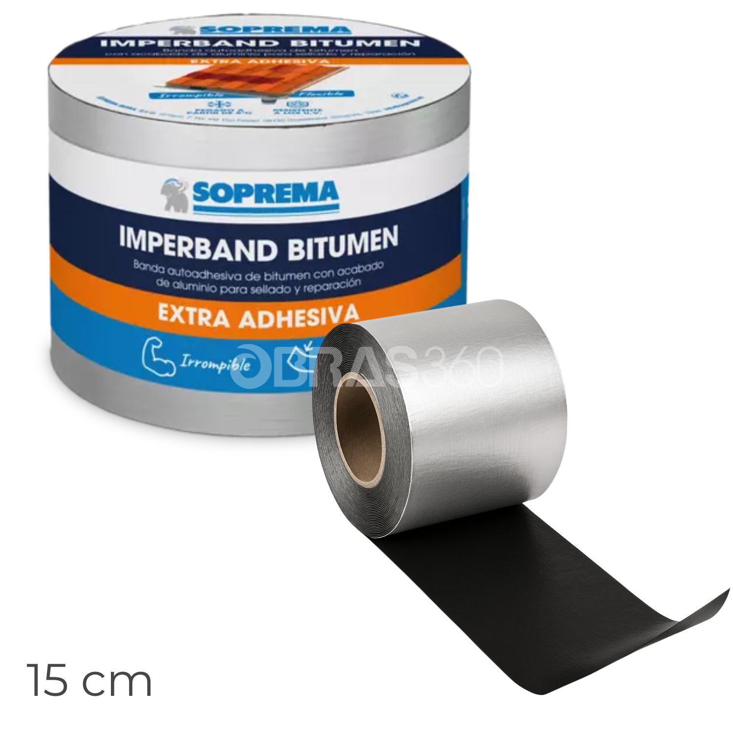 Fita Auto-Adesiva Soprema Imperband Bitumen Alumínio Natural 15CM Impermeabilizante Asfáltica