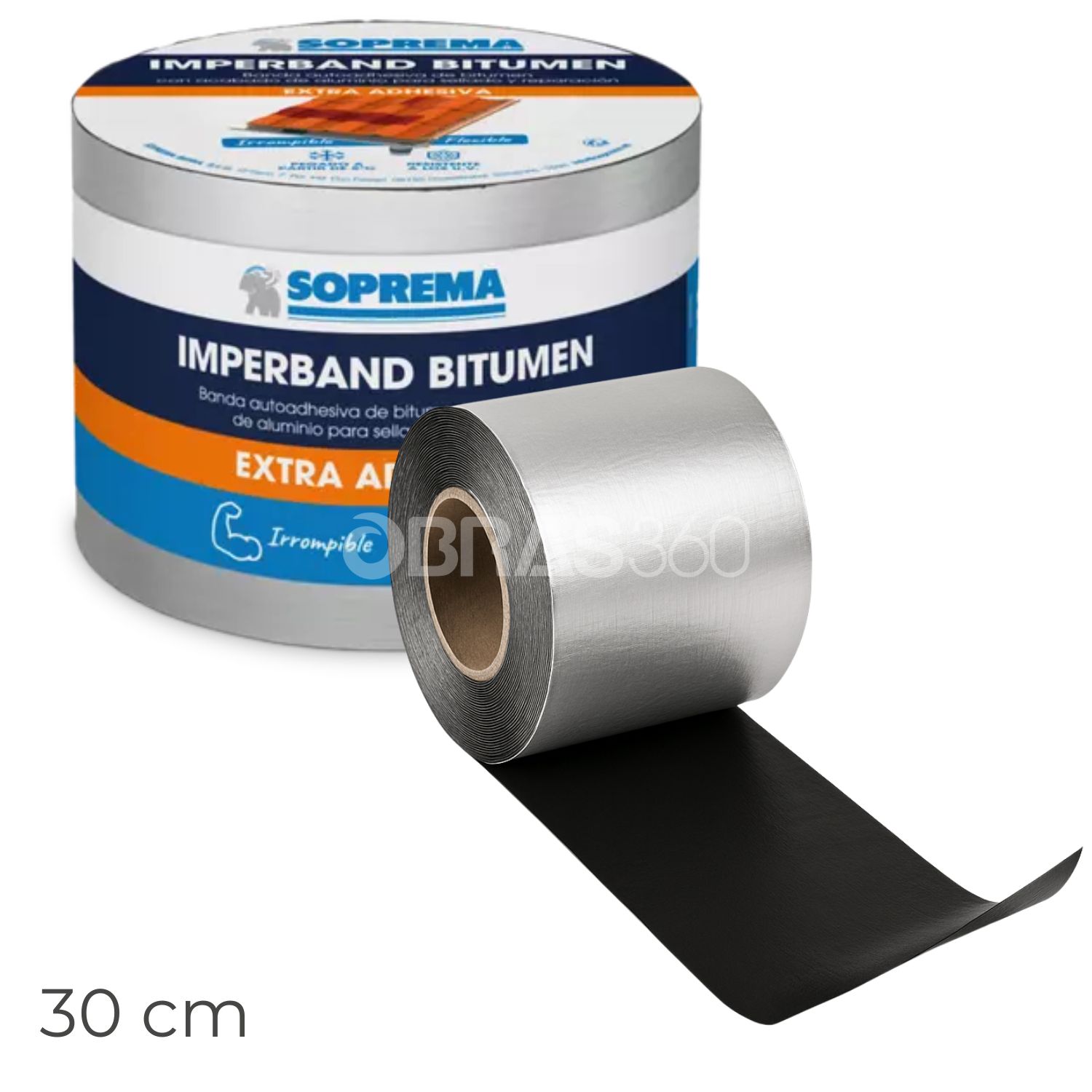 Fita Auto-Adesiva Soprema Imperband Bitumen Alumínio Natural 30CM Impermeabilizante Asfáltica