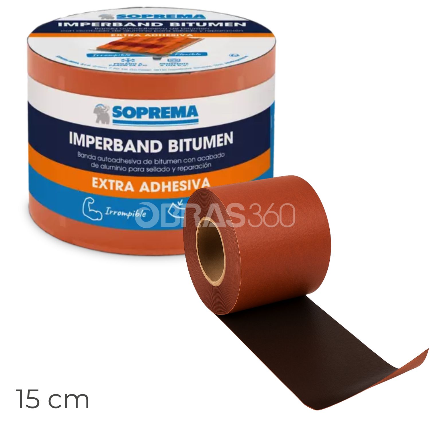 Fita Auto-Adesiva Soprema Imperband Bitumen Terracota 15CM Impermeabilizante Asfáltica