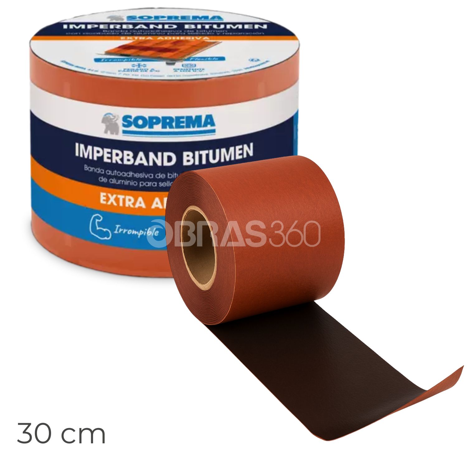 Fita Auto-Adesiva Soprema Imperband Bitumen Terracota 30CM Impermeabilizante Asfáltica