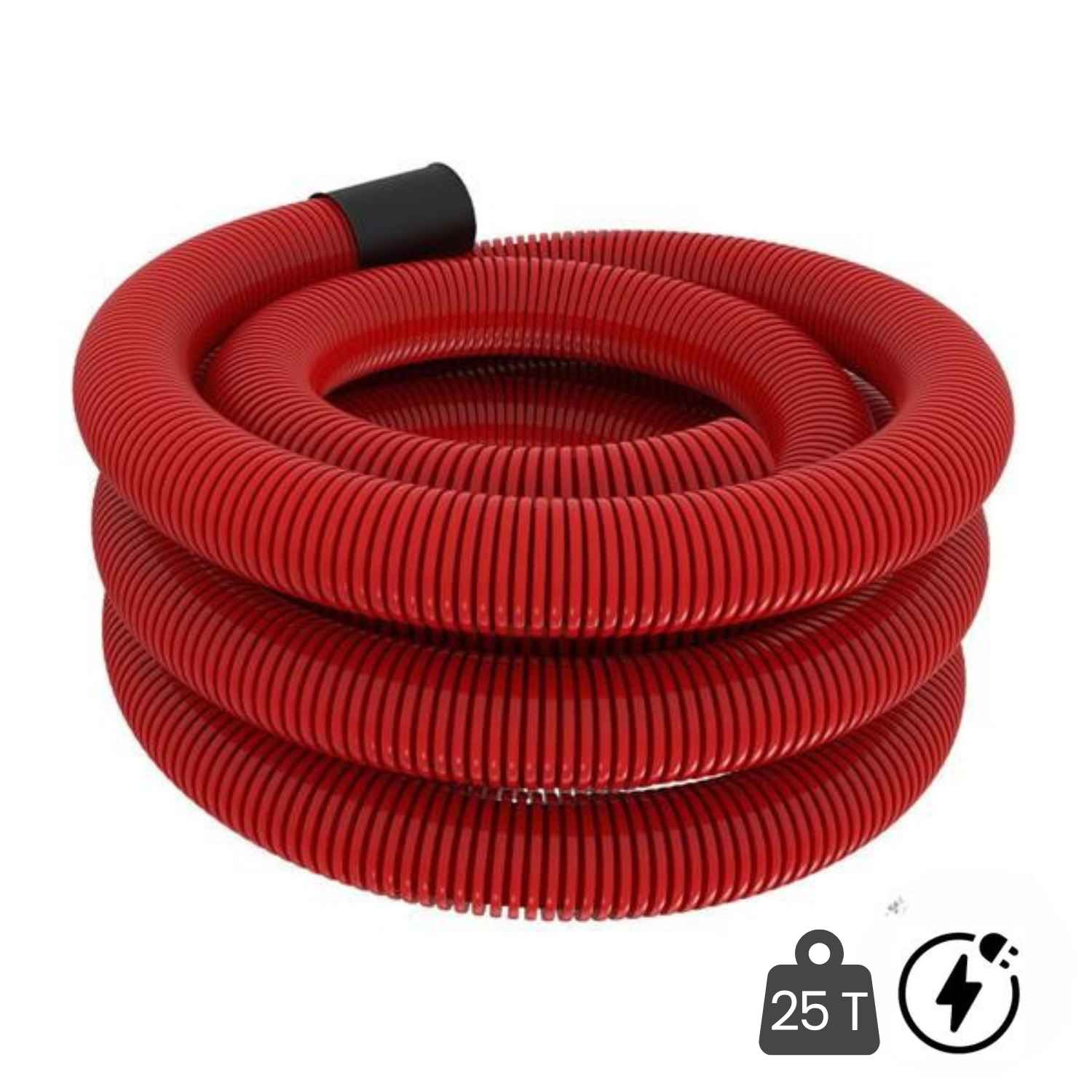 Tubo Corrugado Vermelho c/ Guia Rolo 50m Dupla Parede Série L - L250kN - Cablagem Eletricidade
