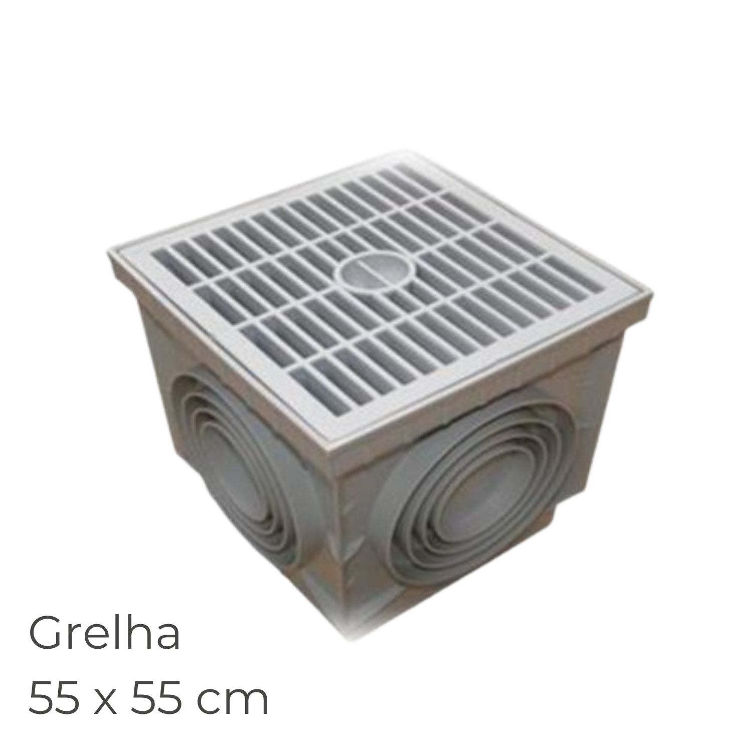Caixa Cúbica Polipropileno com Grelha e Pega Lux Drenagem 55X55CM