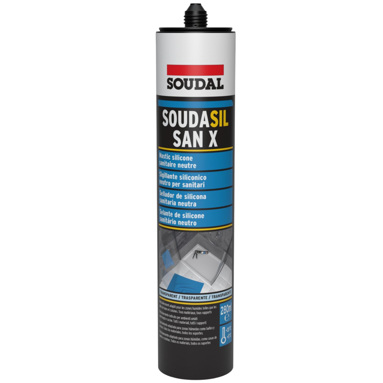 Selante Silicone Neutro para Sanitários Soudasil SAN X 280ML Transparente/Branco
