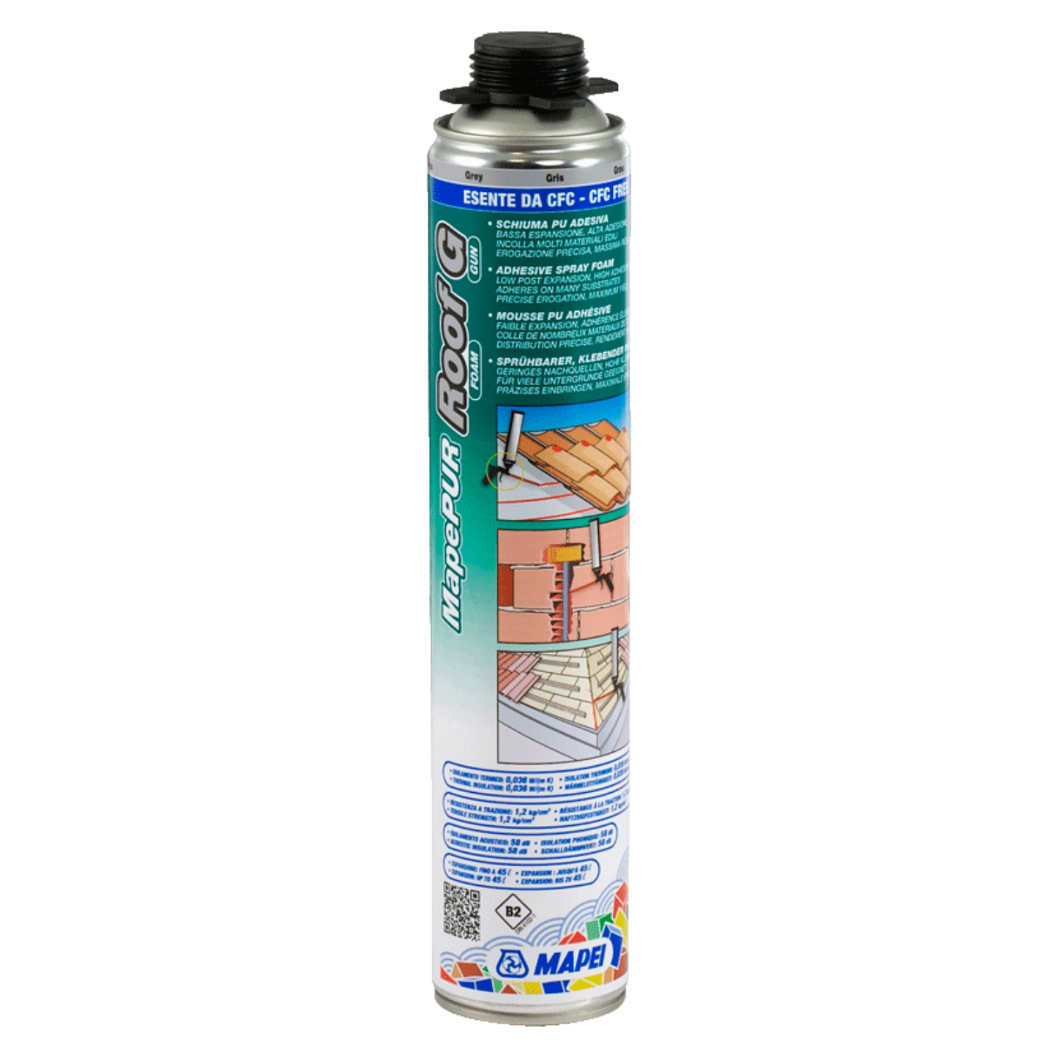 Espuma Fixação Rápida Telhas Mapei MapePUR Roof Foam G 750ML Pistolável