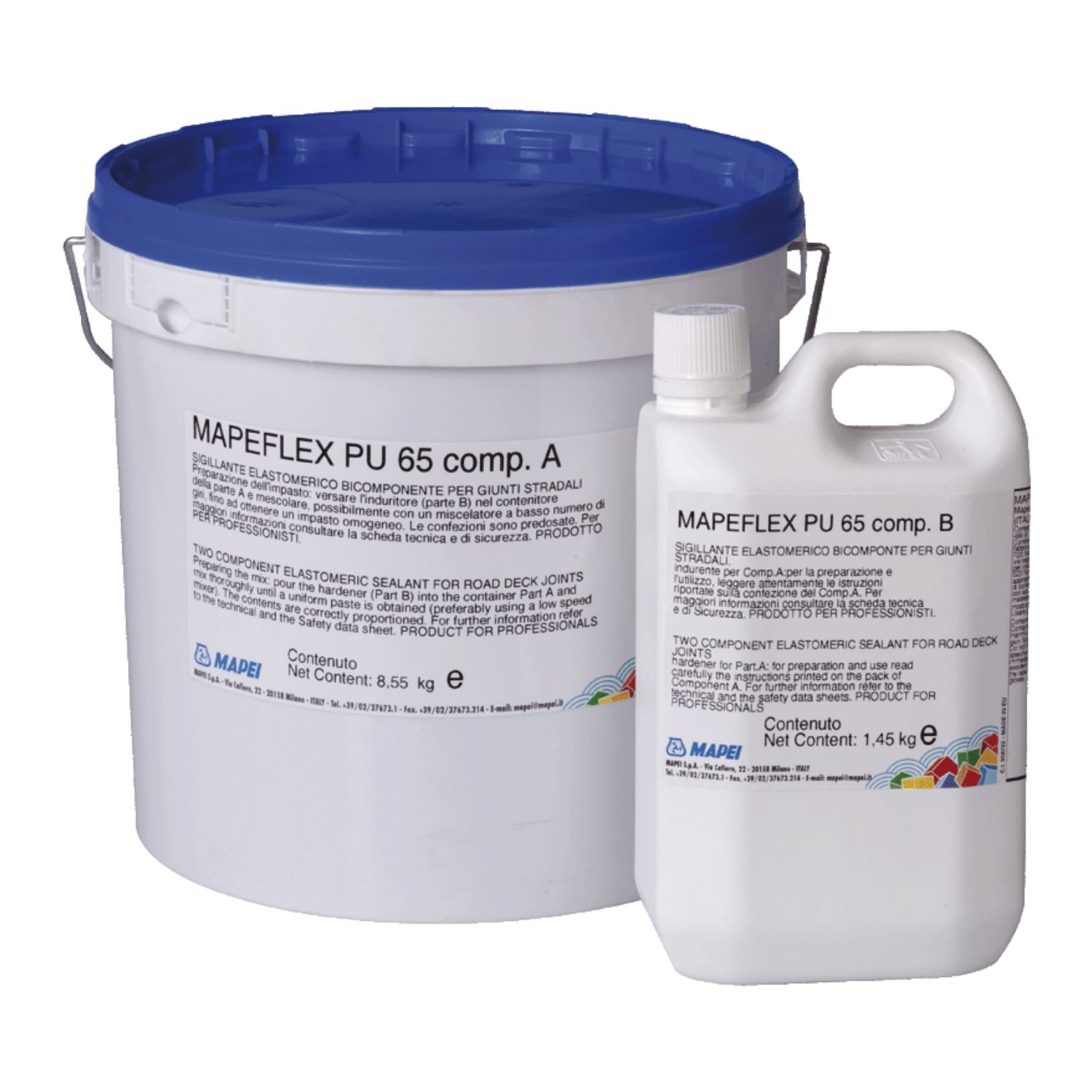 Selante Bicomponente Poliuretano Fluído Mapeflex PU65 Kit (A+B) 10 Kg Juntas Rodoviárias Niveladas