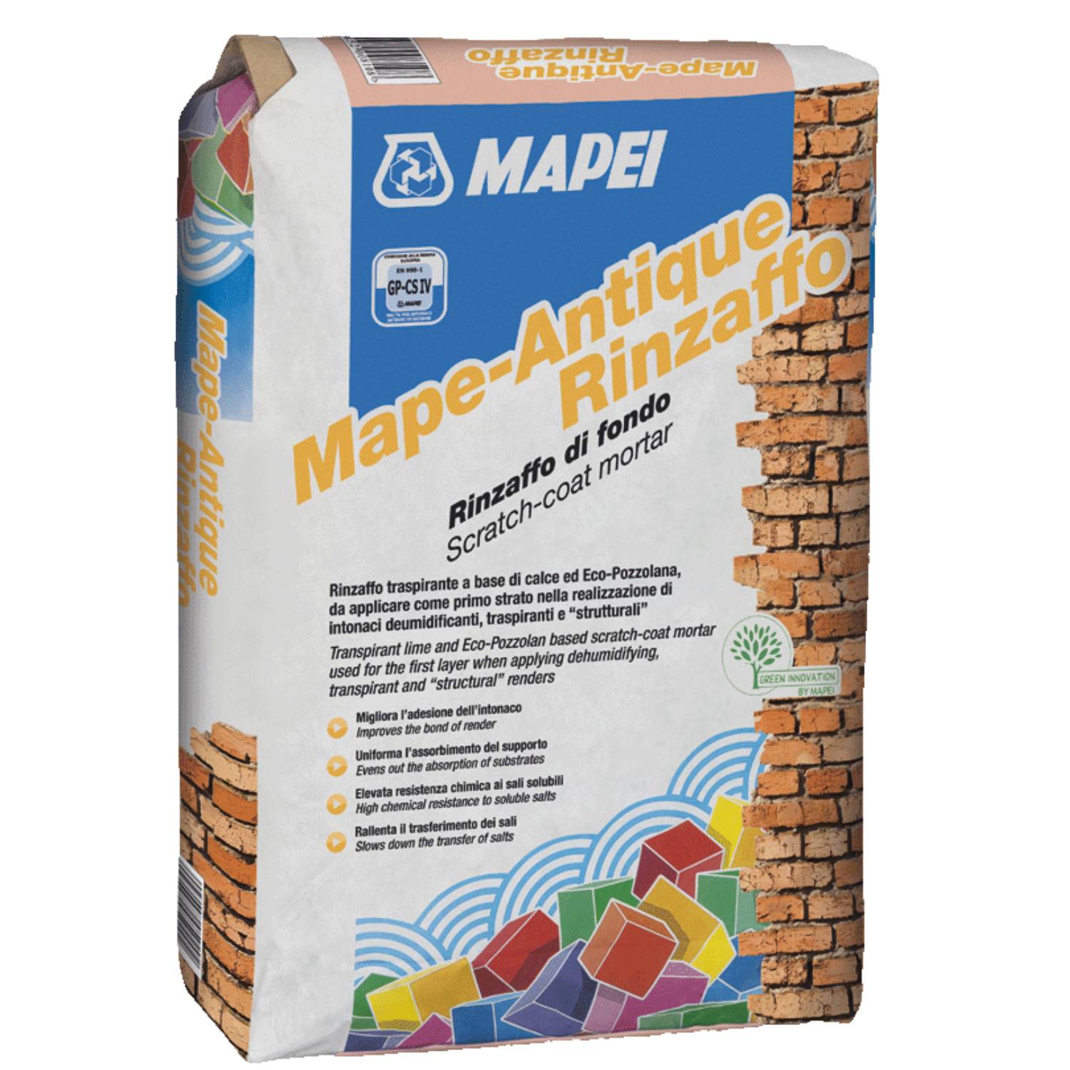 Argamassa Reabilitação Alvenarias Chapisco Mapei Mape-Antique Rinzaffo