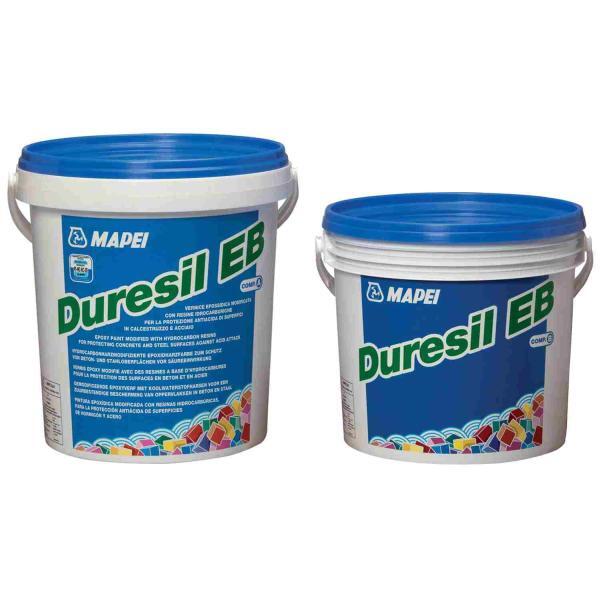 Tinta Epoxídica Bicomponente Caixa Esgoto Proteção Betão e Aço Resiste UV Mapei Duresil EB - Cinza (RAL7001) (A+B) - 10 kg