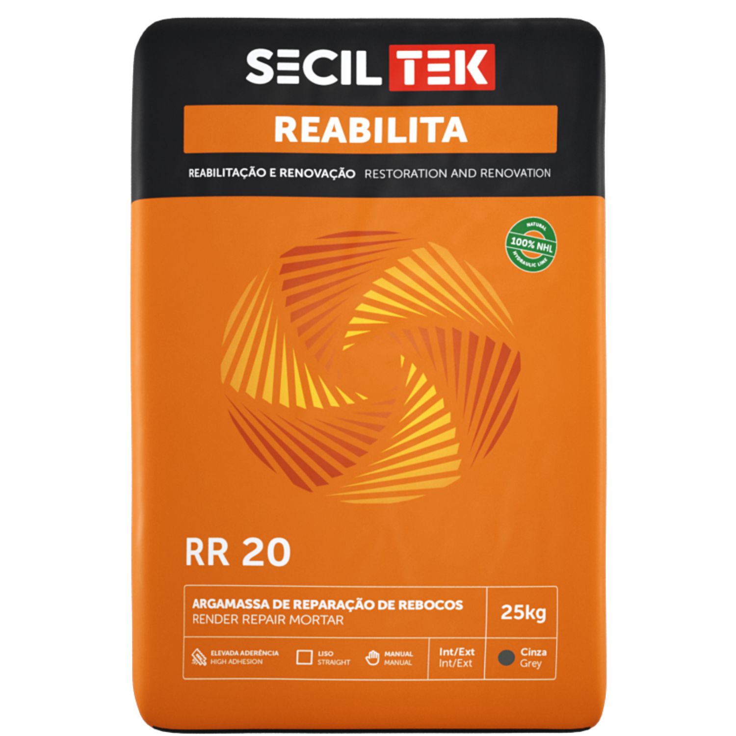 Argamassa Reparação de Rebocos à Base de Cal Hidráulica Natural (NHL) SecilTek Reabilita RR 20
