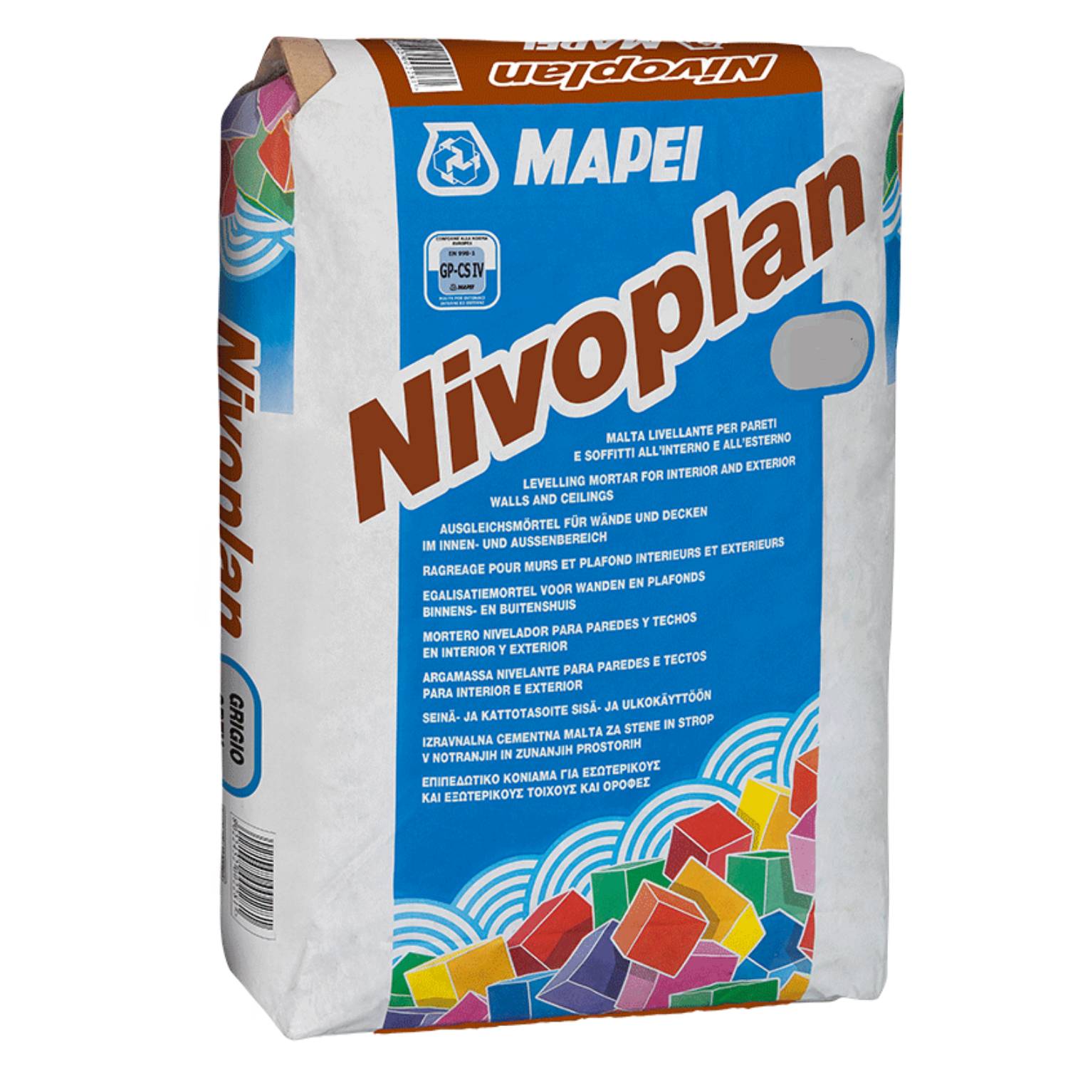 Argamassa Regularização Paredes e Tetos Interior Exterior Espessura de 2 a 20MM Mapei Nivoplan - Branco - 25 Kg