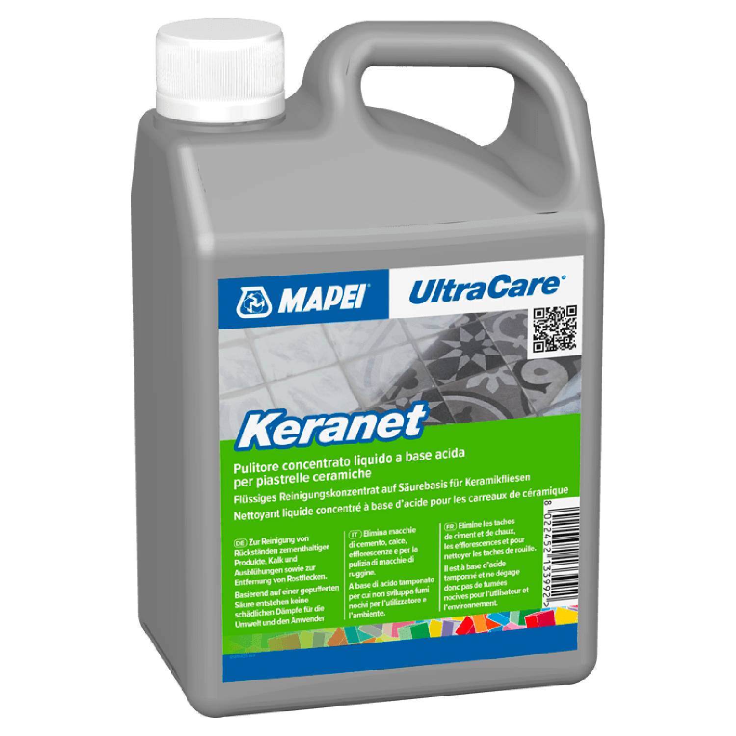Detergente Concentrado Líquido de Base Ácida Mapei UltraCare Keranet Remoção de Resíduos Cimentícios - Transparente - Bidão 5 Litros