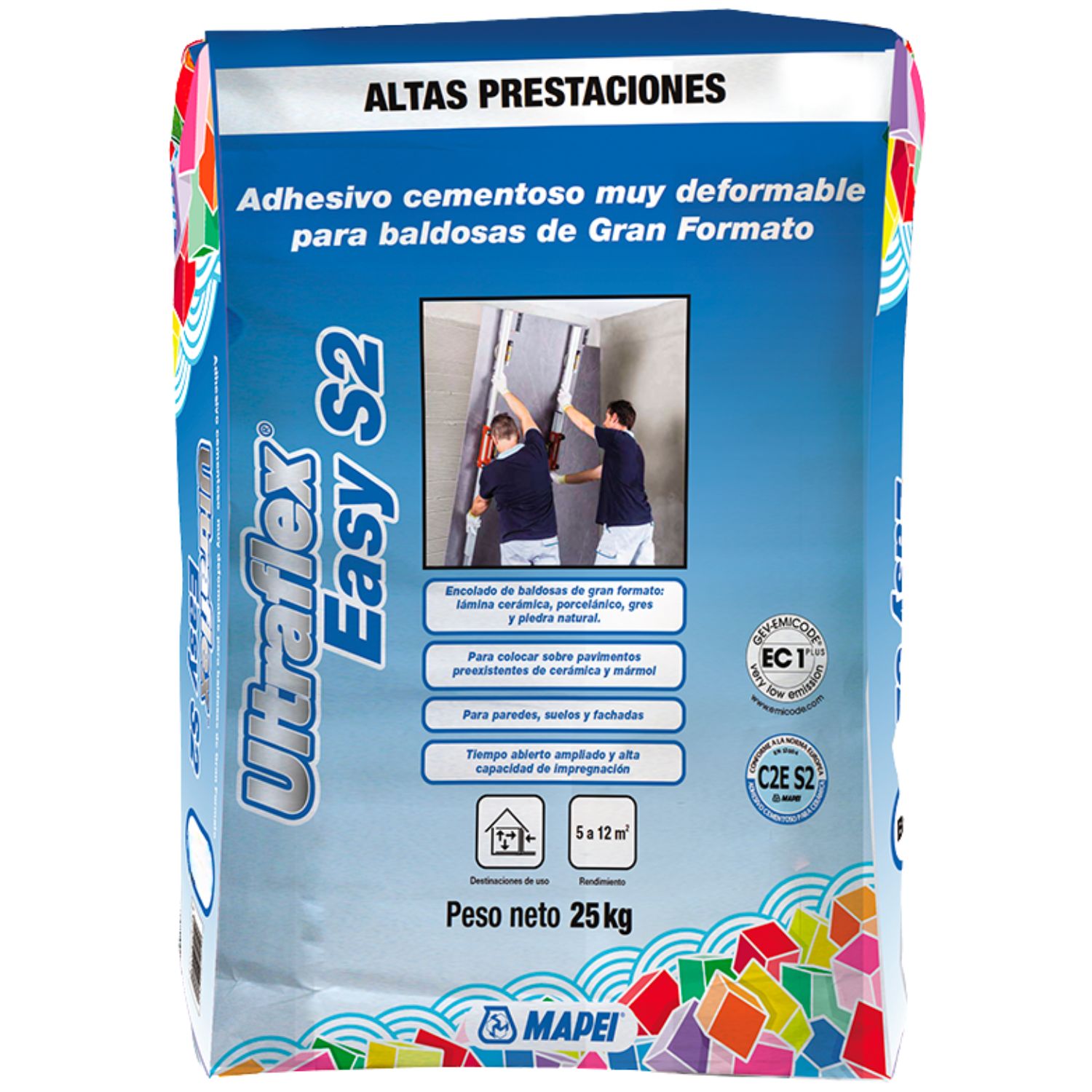Cimento Cola C2ES2 Alta Deformabilidade Grande Formato Pedra Natural Mapei Ultraflex Easy S2 25KG