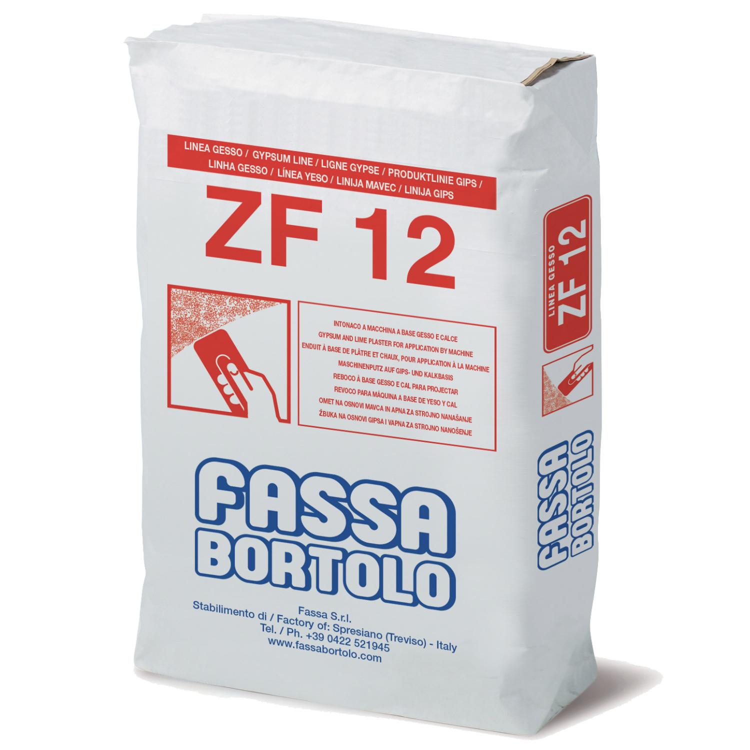 Argamassa de Gesso e Cal para Rebocos  Interiores Estuque Fassa ZF12 - Branco – 25 Kg