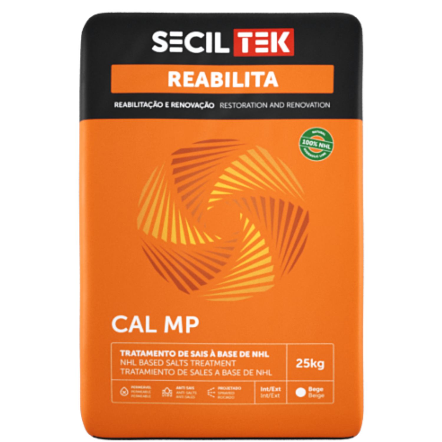 Argamassa Macroporosa à Base de Cal Hidráulica Natural SecilTek Reabilita Cal MP