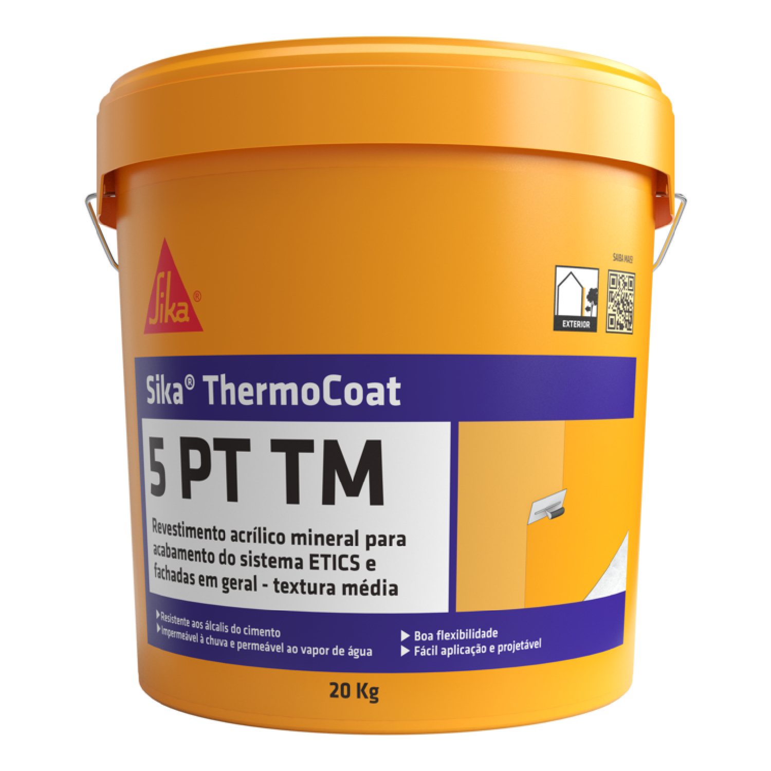 Revestimento Acrílico-Mineral Sika ThermoCoat-5 PT TM para Impermeabilização/Decoração Fachadas 20KG - Branco - 20 Kg - Grupo 1