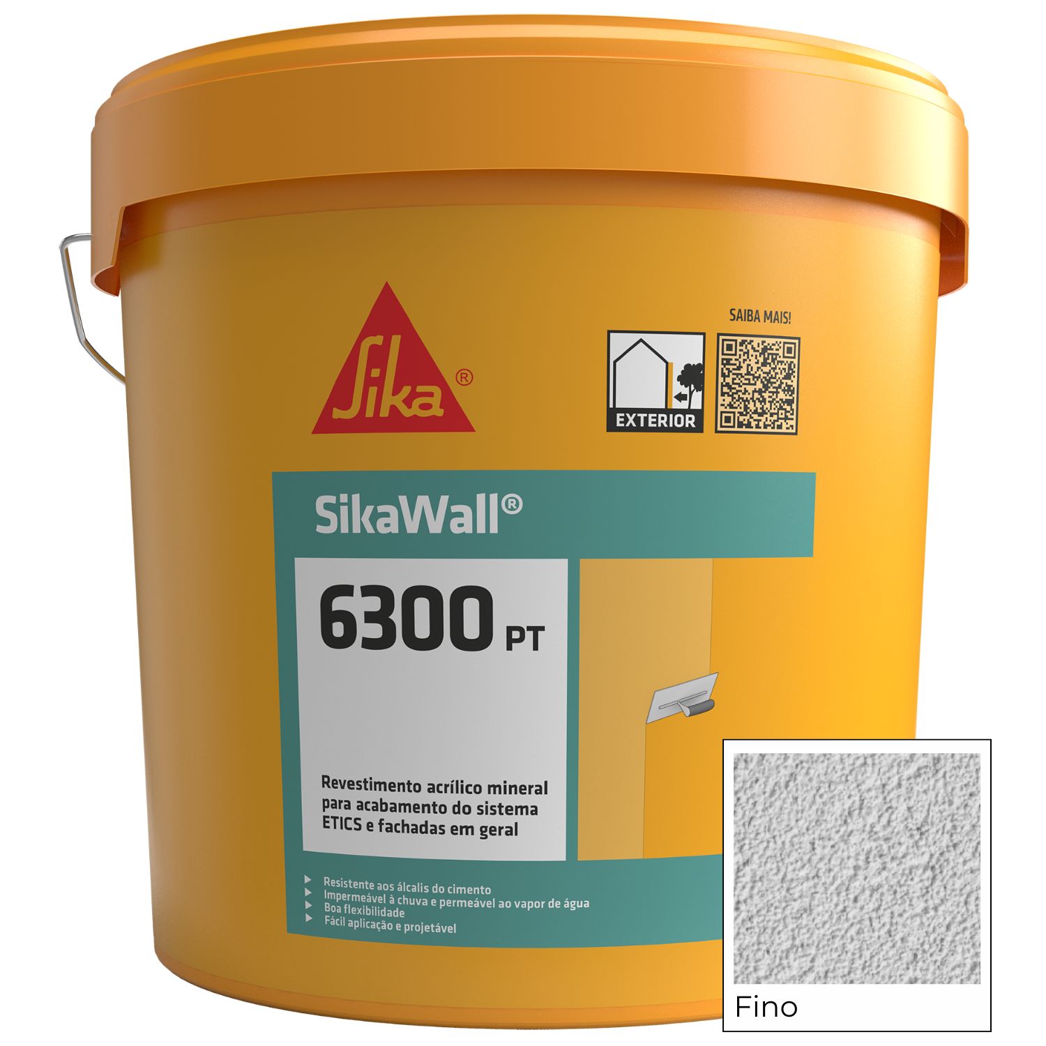 Revestimento Acrílico ETICS/Capoto Grão FINO 0,9MM Sikawall-6300 PT F 25KG