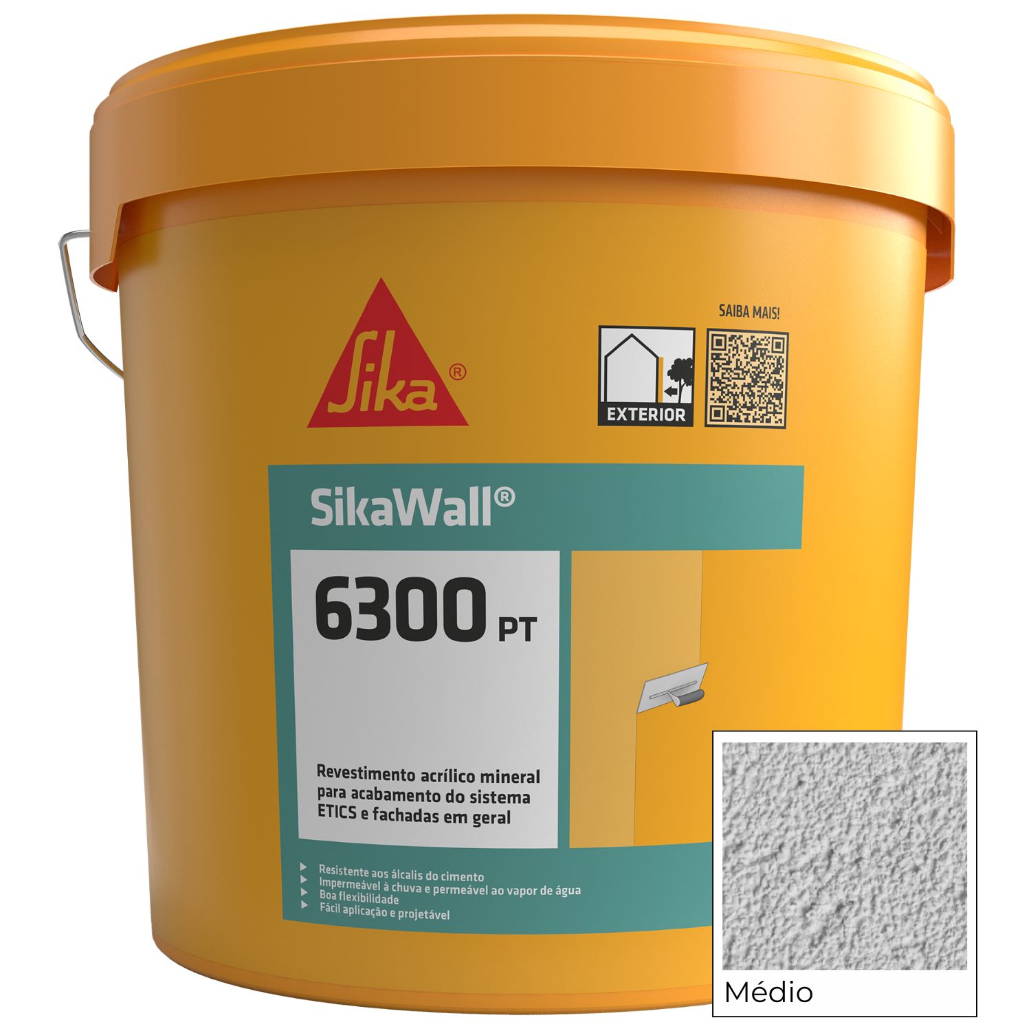 Revestimento Acrílico ETICS/Capoto Grão MÉDIO 1,1mm Sikawall-6300 PT M 25Kg