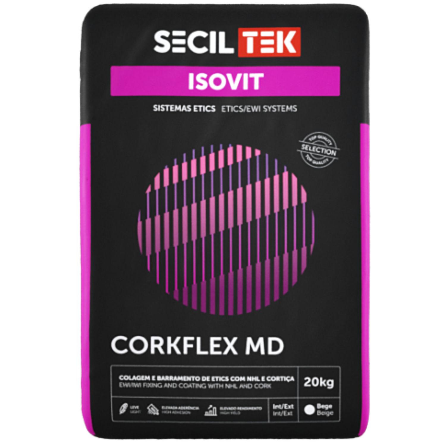 Argamassa de Colagem SecilTek Isovit Corkflex MD Agregados Cortiça NHL 20KG