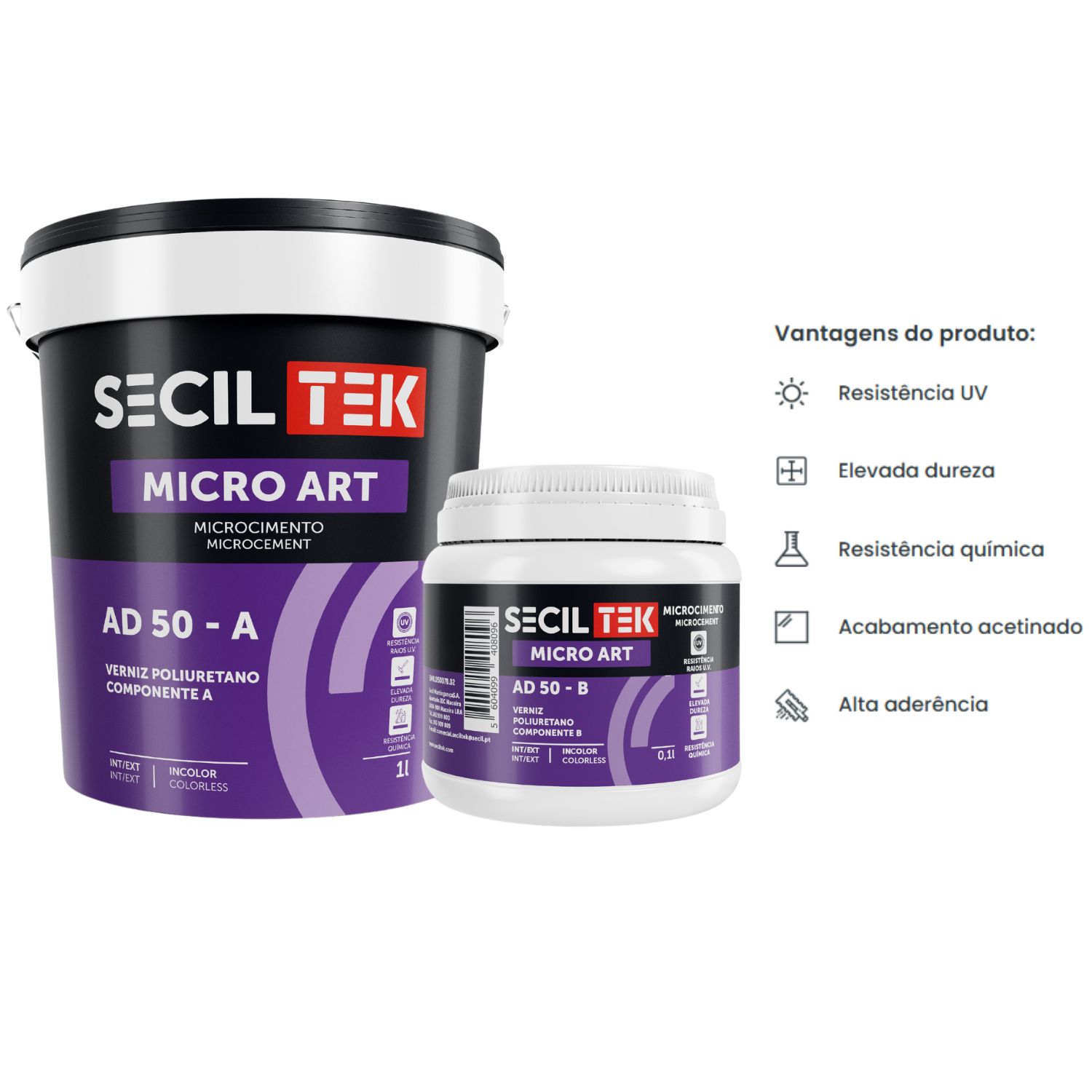 Verniz Poliuretano Transparente Microcimento SecilTek Micro Art AD 50 Acabamento Mate Acetinado