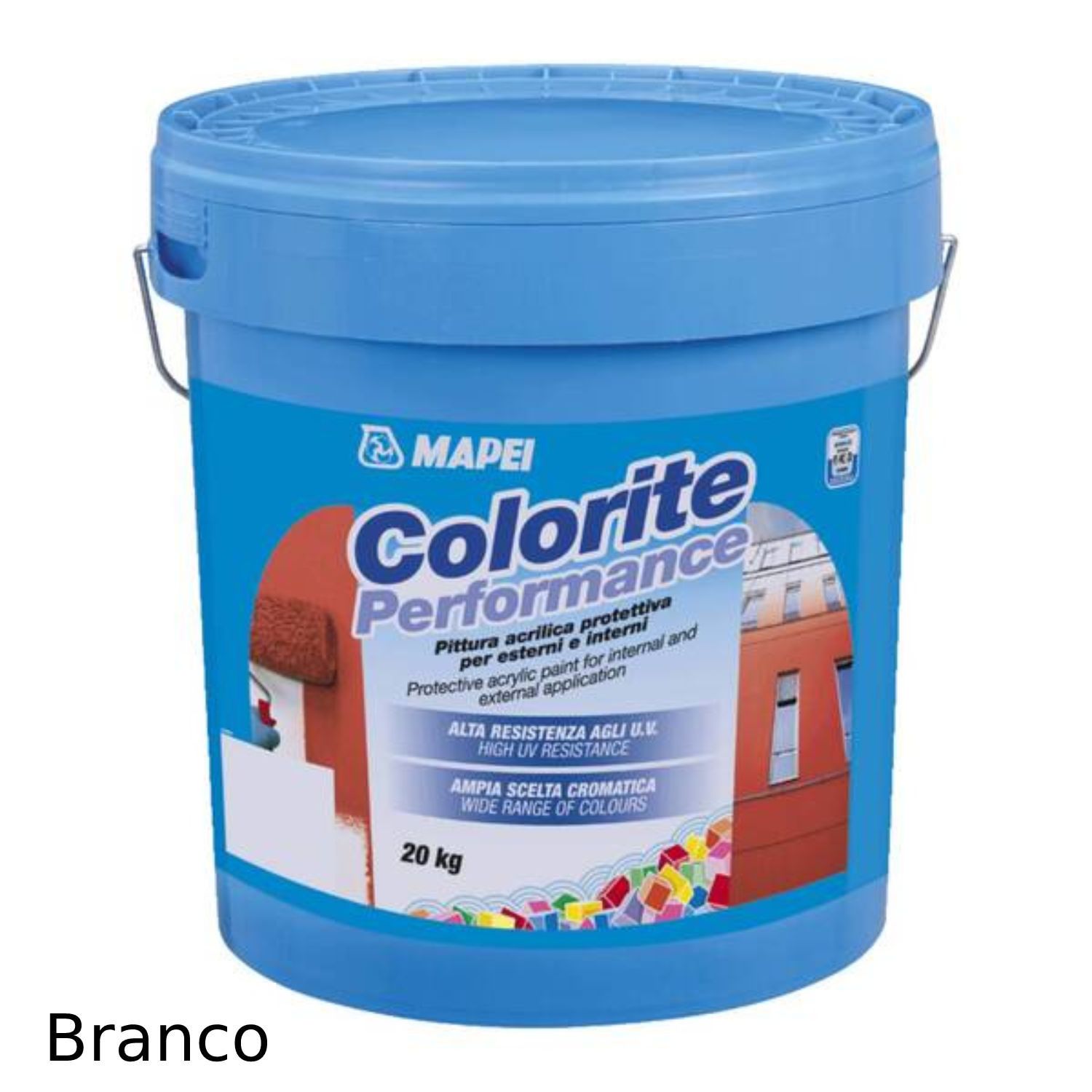 Tinta 100% Acrílica Lisa Mate Exterior/Interior Fachadas Mapei Colorite Performance BRANCO 20KG