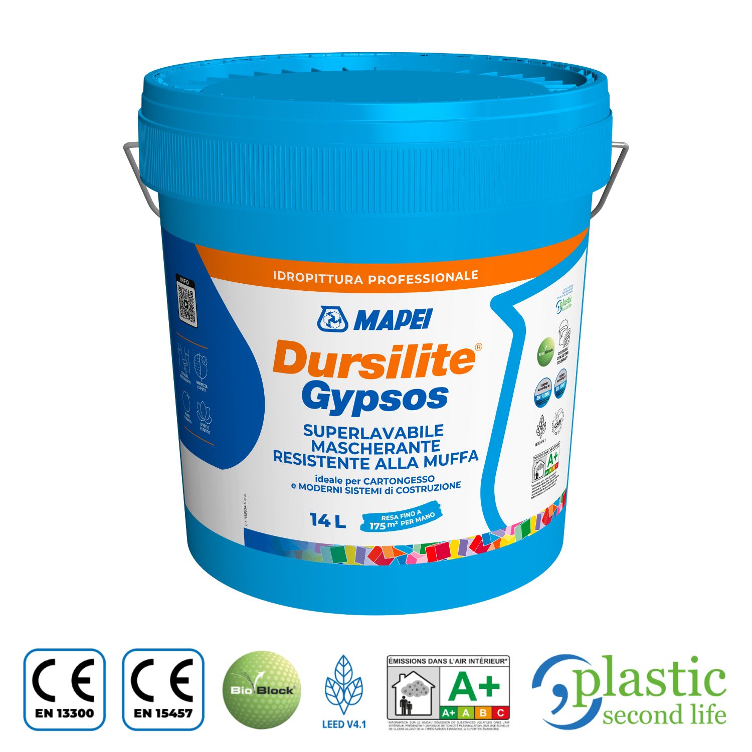 Tinta Interior Extra Lavável à Base de Água Resistente ao Mofo Mapei Dursilite Gypsos 14L