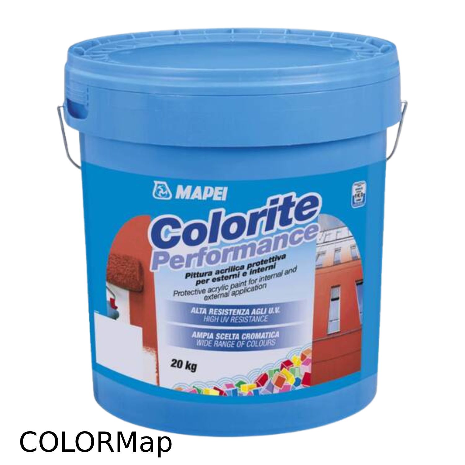 Tinta 100% Acrílica Lisa Mate Exterior/Interior Fachadas Mapei Colorite Performance COLORMap 20KG