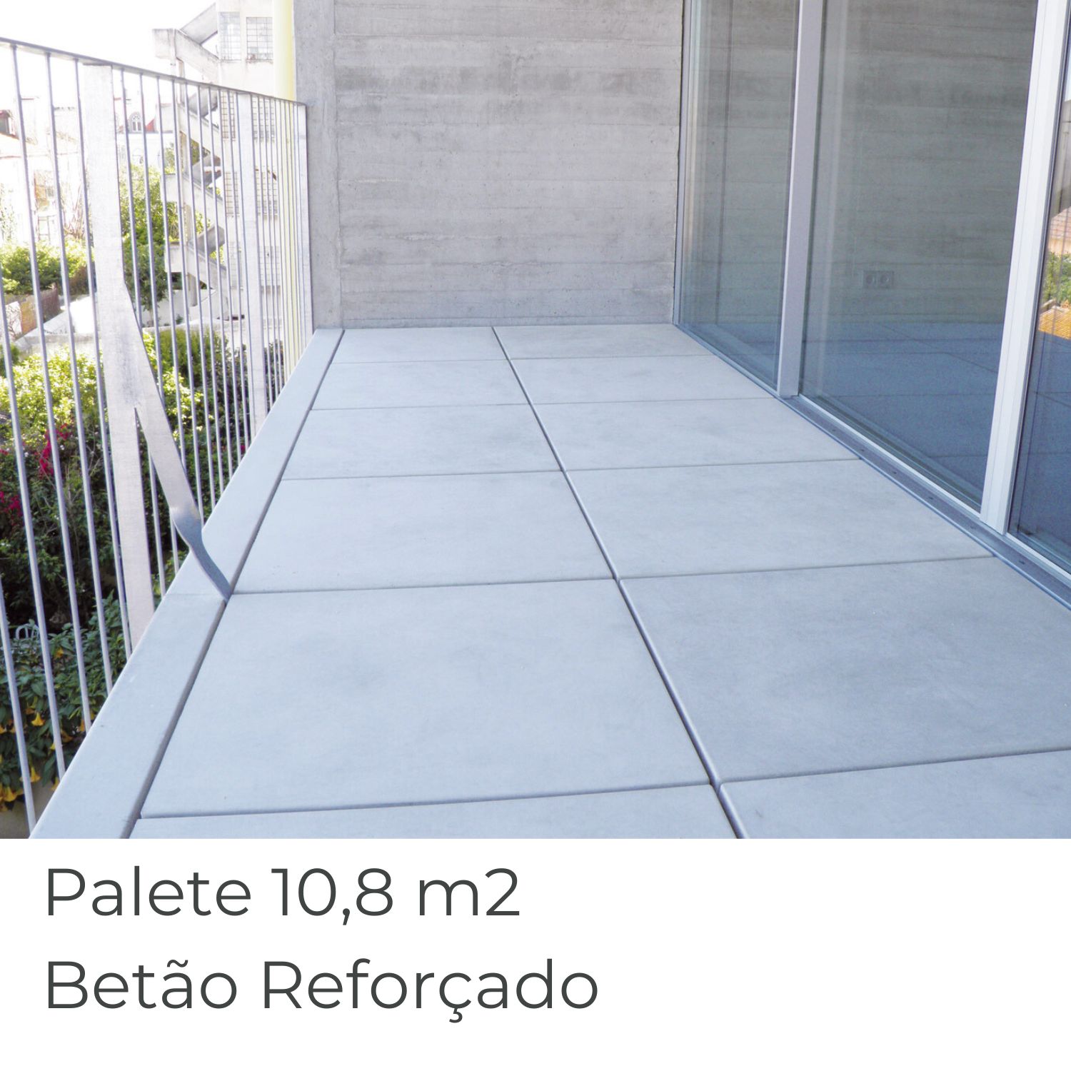 Lajeta Betão Cinzenta Armadura em Aço Retangular - 1200X500X50MM 10,8M2