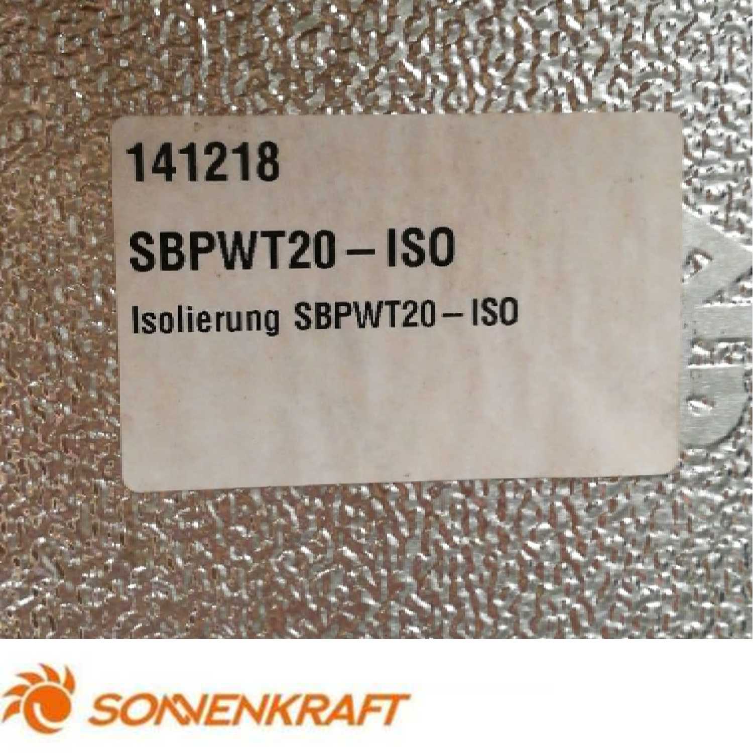 Isolamento Sonnenkraft para Permutador SBPWT20 ISO 141218