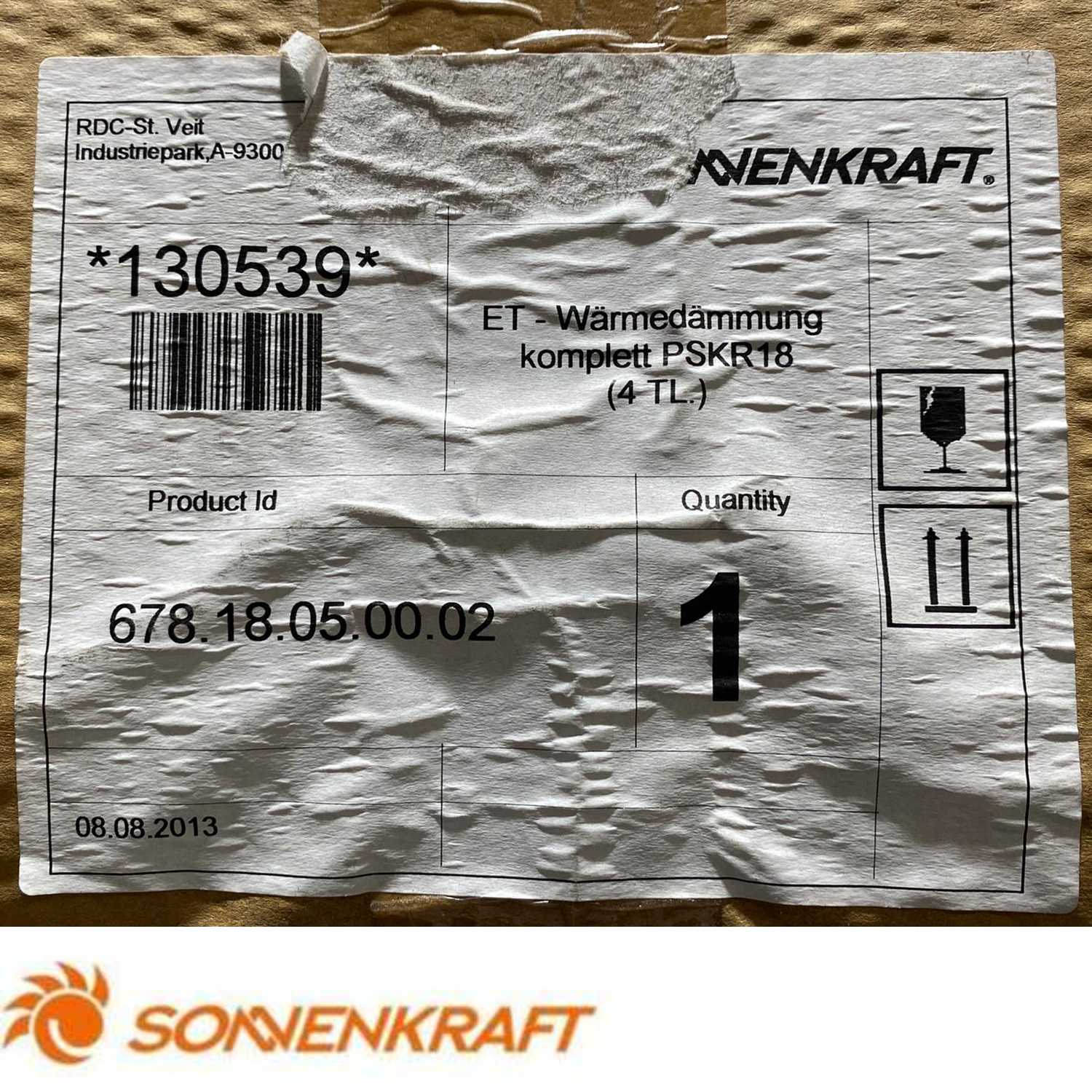 Isolamento Sonnenkraft para PSKR18-ISO 130539