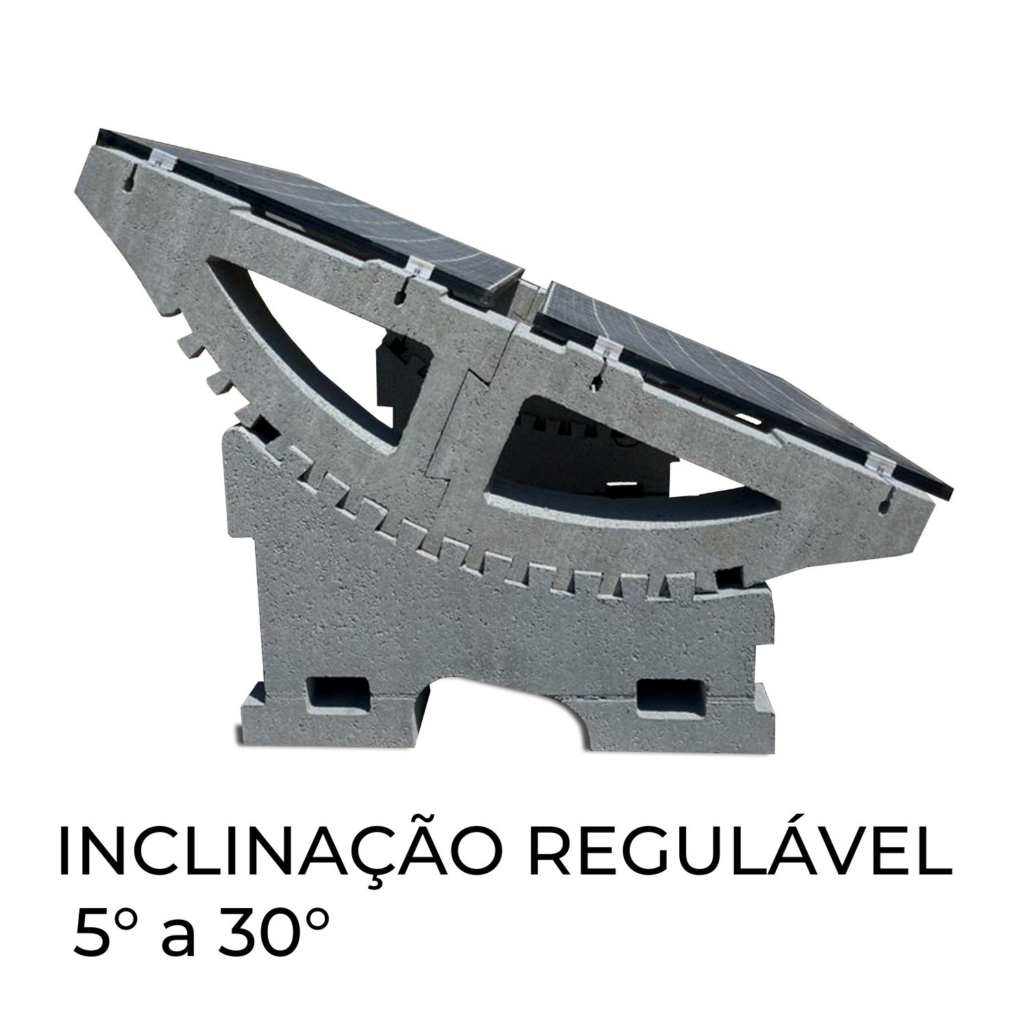 Base de Betão Painel Solar Fotovoltaico 5 a 30 Graus de Inclinação - 2 Filas de Módulos