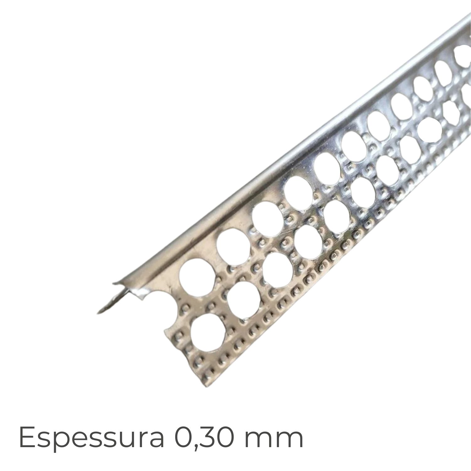Perfil Canto Alumínio Perfurado Espessura 0,30MM para Placa Gesso Cartonado