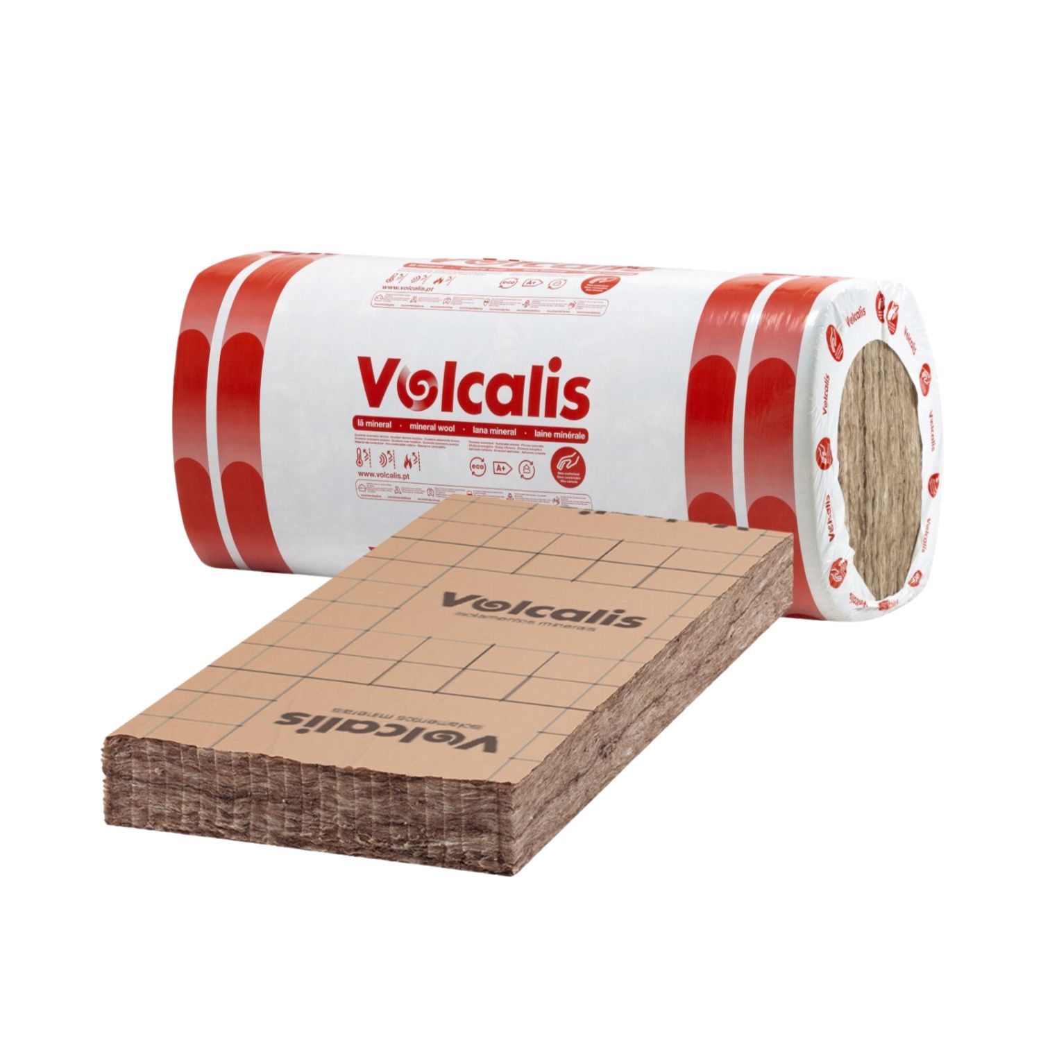 Lã Mineral Painel Revestido a Papel Kraft Volcalis COMFORT Tetos Falsos Revestimento Paredes Int.