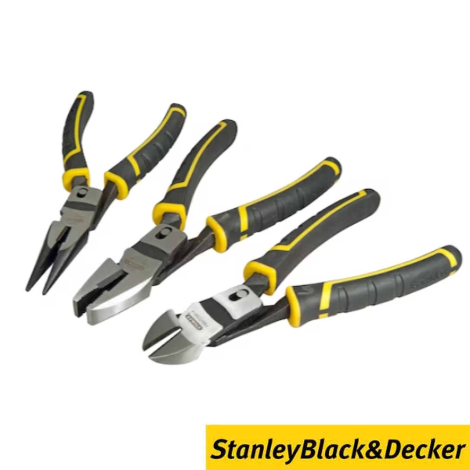 Conjunto 3 Alicates Ação Composta Stanley FMHT0-72415 Univ. 215MM, Diagonal 200MM e Boca Longa 205MM