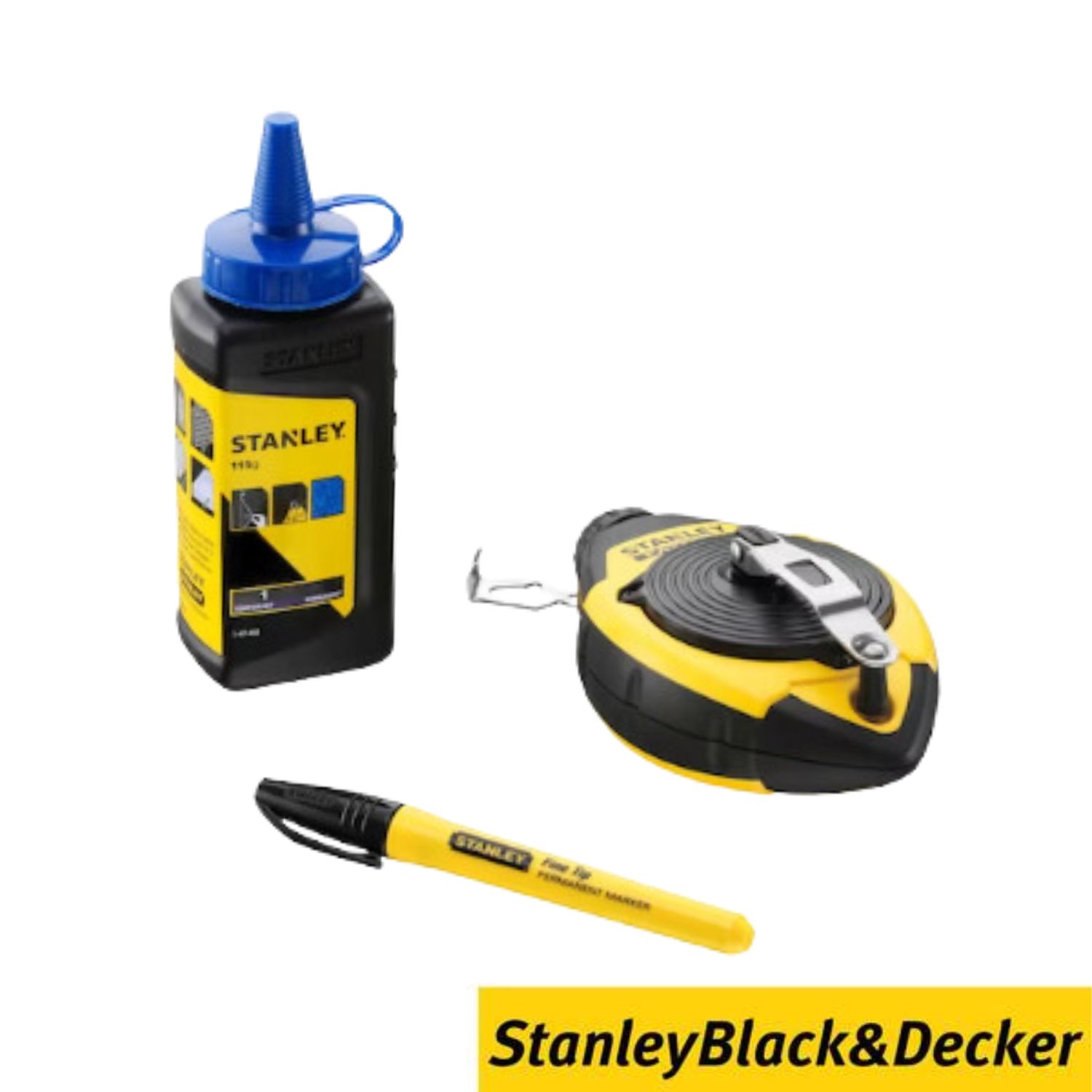 Kit Tiralinhas Traçador FATMAX 30M + Giz Azul + Marcador Preto Stanley 0-47-681 Capacidade Giz 45G