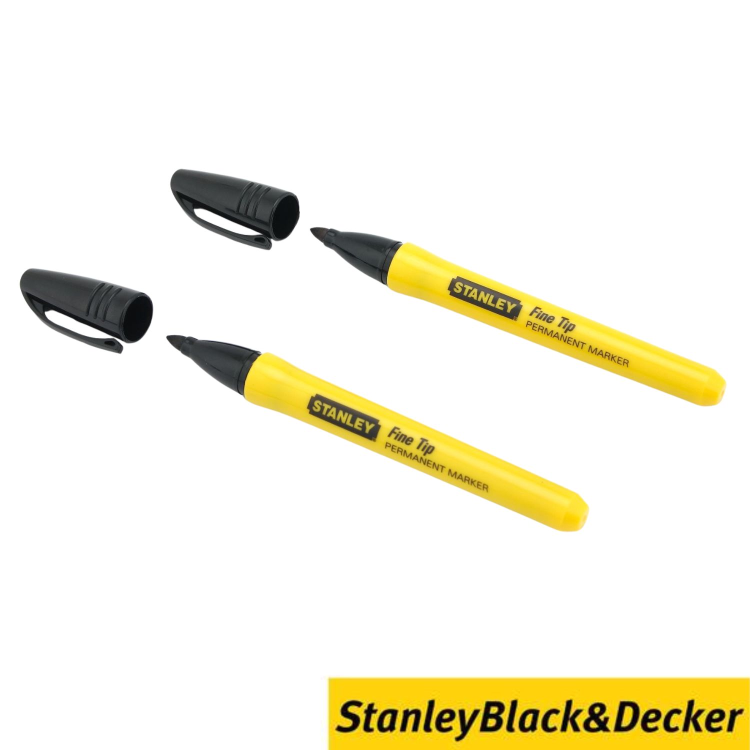 Marcador Ponta Fina Cor Preto (2 Unid.) Stanley 0-47-316 Concreto Cobre Madeira Metal Tubos Porcas