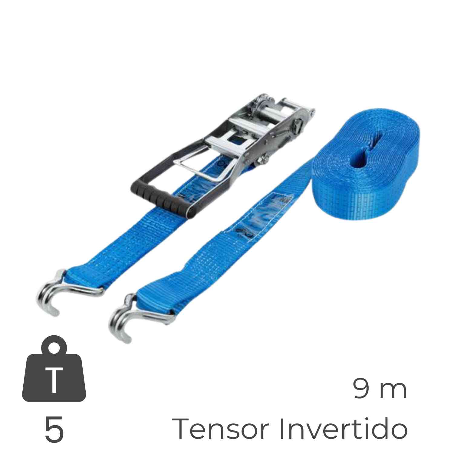Cinta de Amarração Erg. Tensor Invertido Carga 5 Ton. 9M Aperto Fácil Transporte Arrumação Camião
