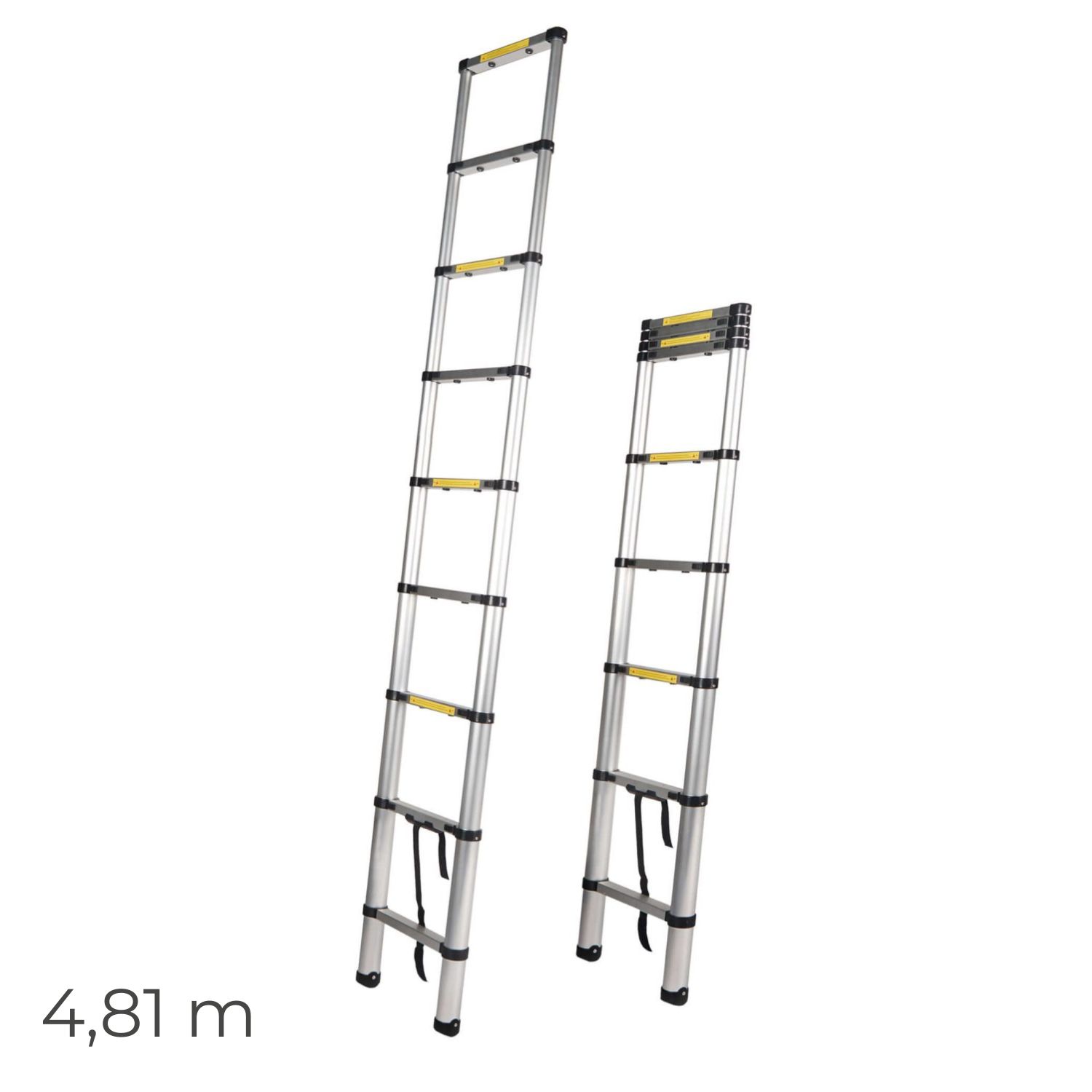 Escada Alumínio TELESCÓPICA Altura Homem 4,81M Fácil Transporte e Arrumação