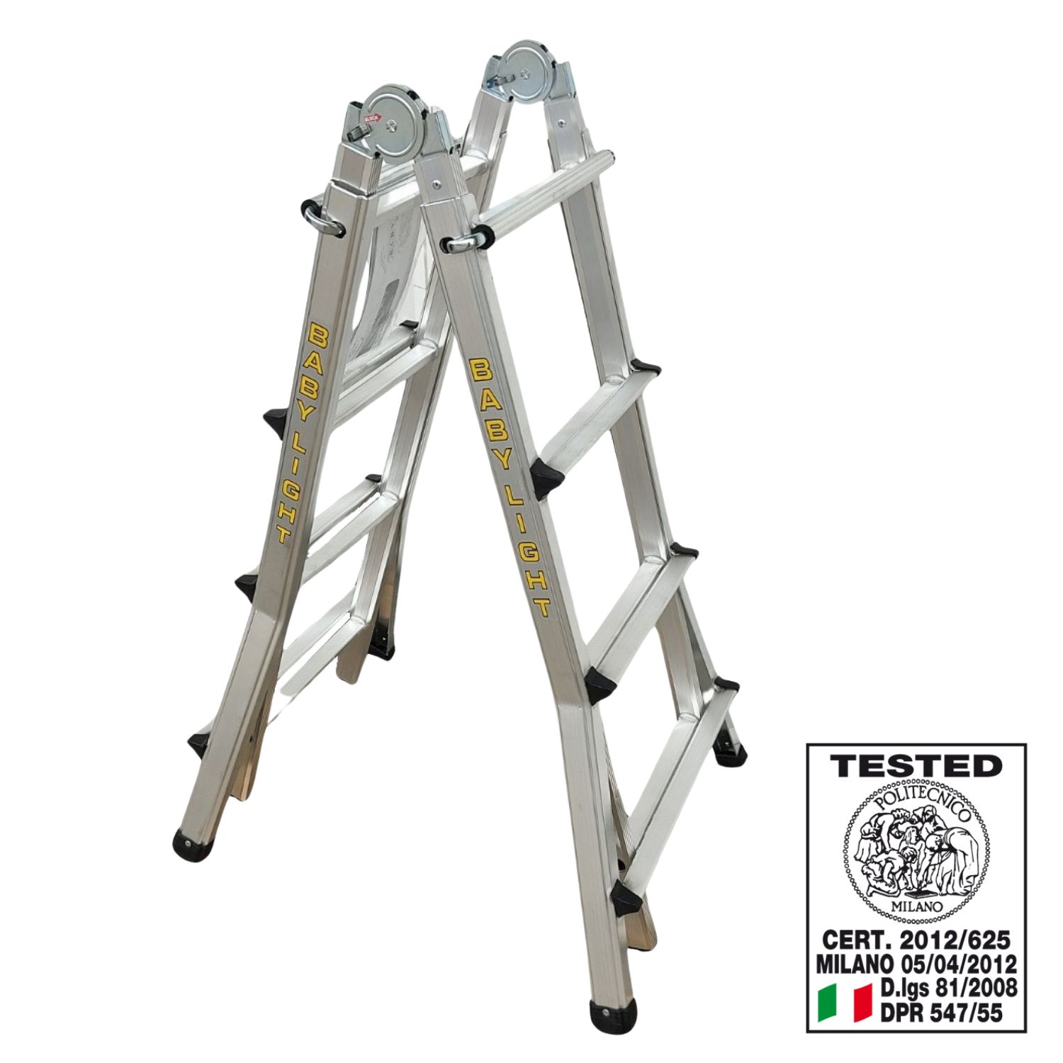 Escadote Alumínio BABY 2000 LIGHT 4 Degraus Flexível Capacidade 100KG Resistente Segurança