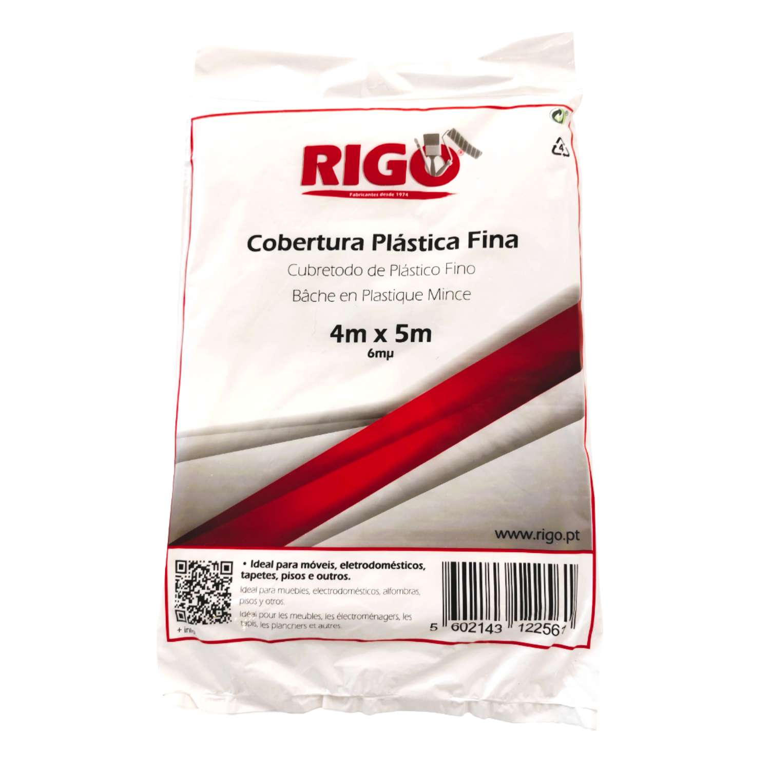 Cobertura Plástica 4x5m 105g (Fina) 12256 Proteção p/Trabalhos de Pintura