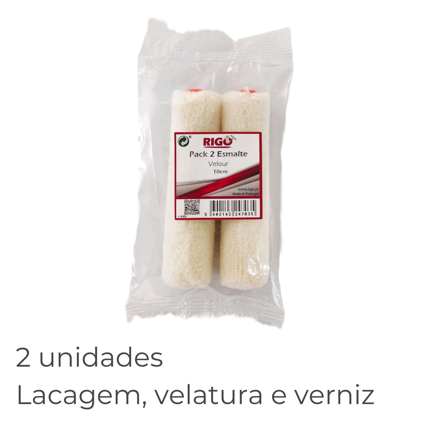 Recarga Rolo Pintura Mini Esmalte 2 Unidades 100% Lã 700g/m2 Altura Pêlo 4mm 24703